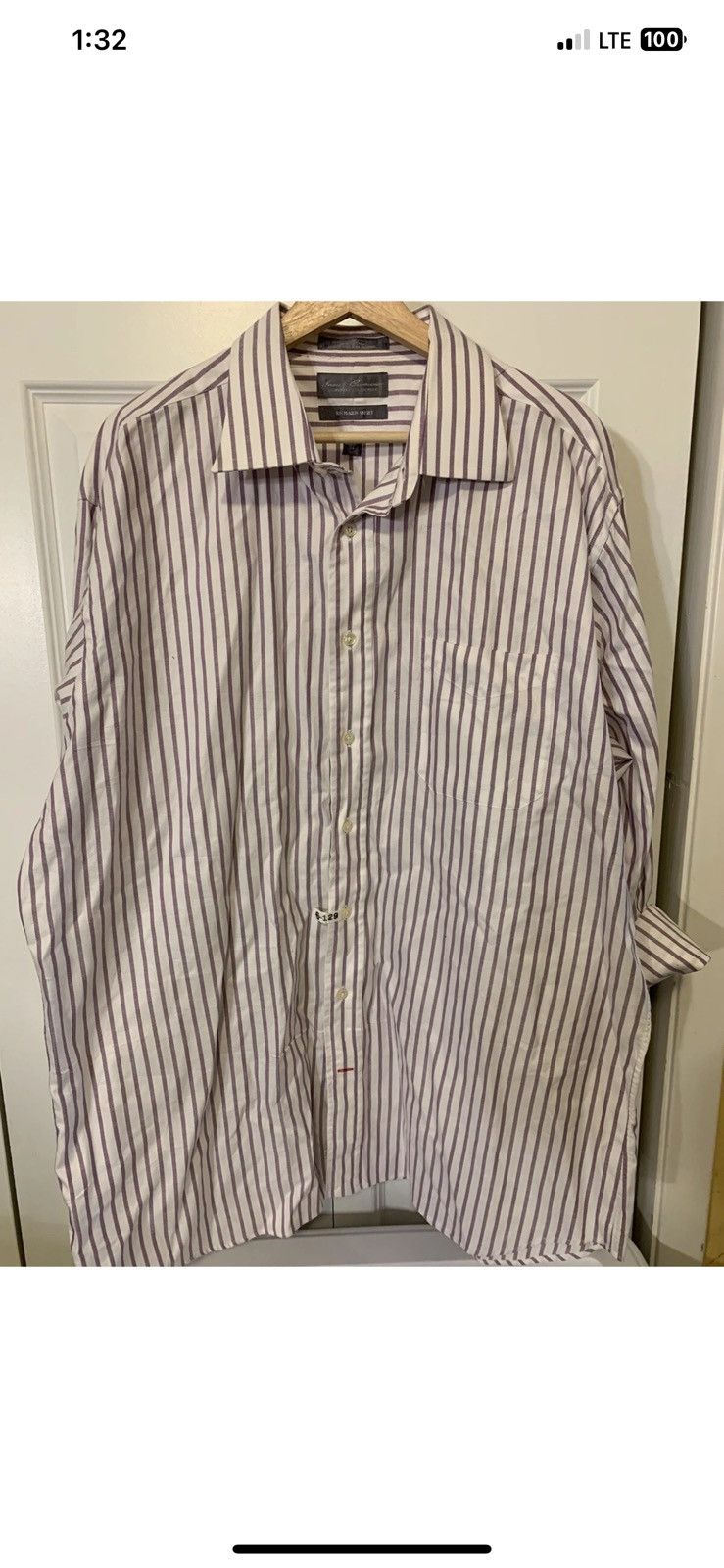 Daniel Cremieux Daniel Cremieux mens sz 17.5 XL button shirt purple striped Size US XL / EU 56 / 4 - 3 Thumbnail