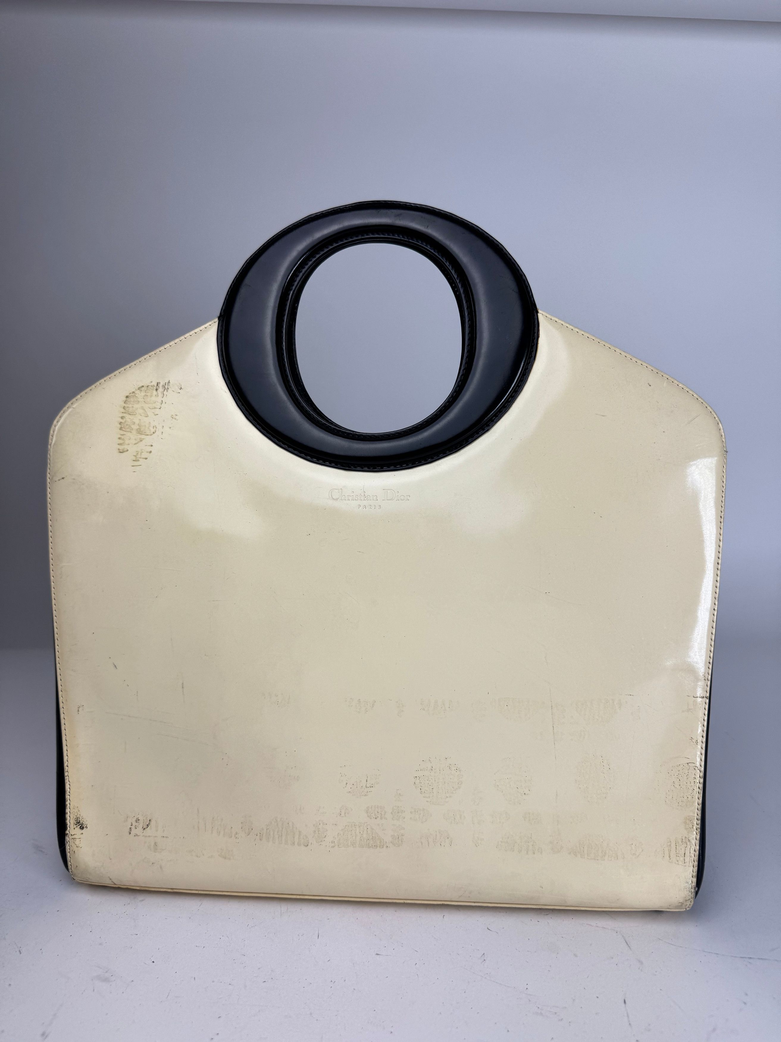 Dior Vintage Patent Leather Handbag Black White Size ONE SIZE - 1 Thumbnail