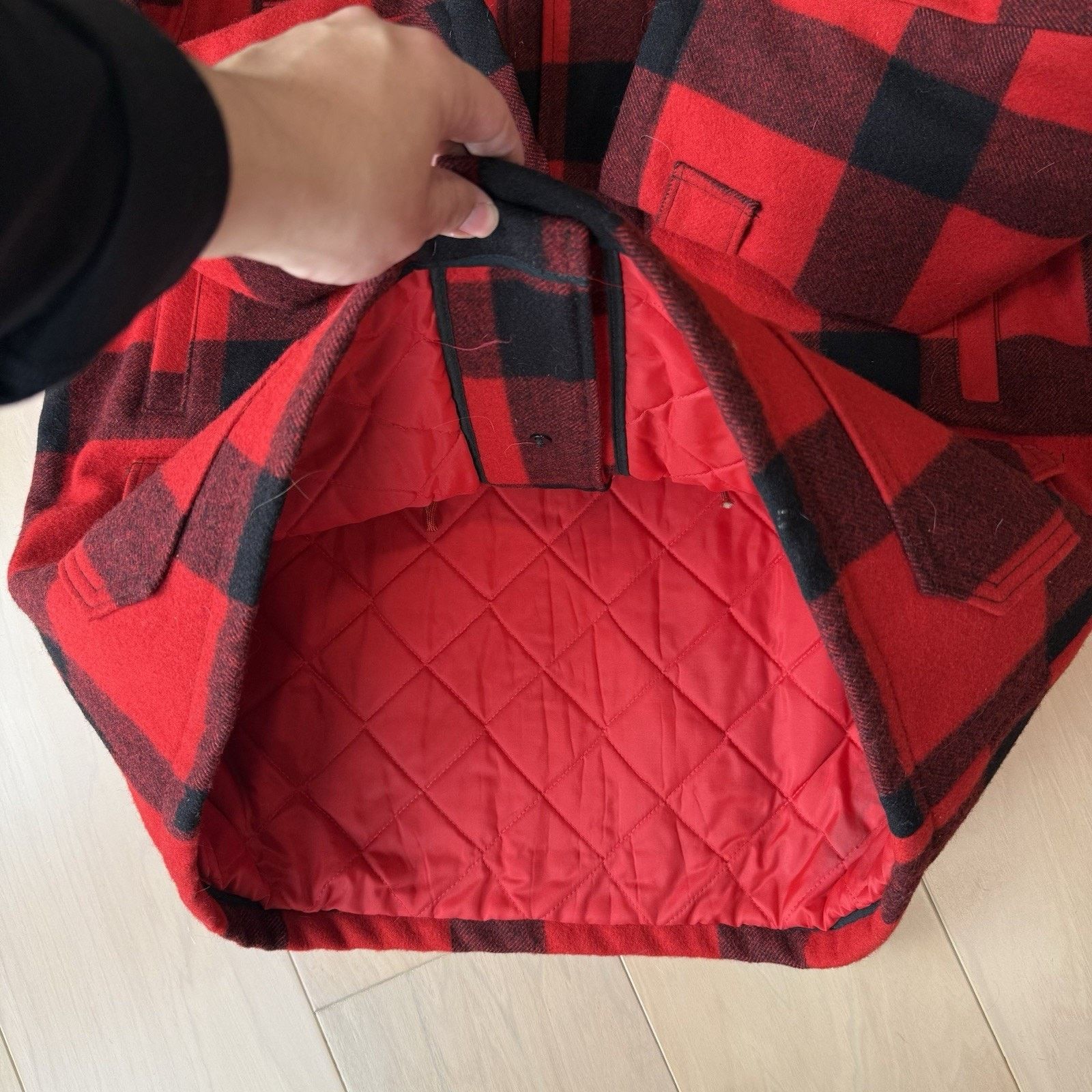 Original Montgomery Vintage Wards Western Buffalo Plaid Wool Coat 44 Red Black Size US L / EU 52-54 / 3 - 8 Thumbnail