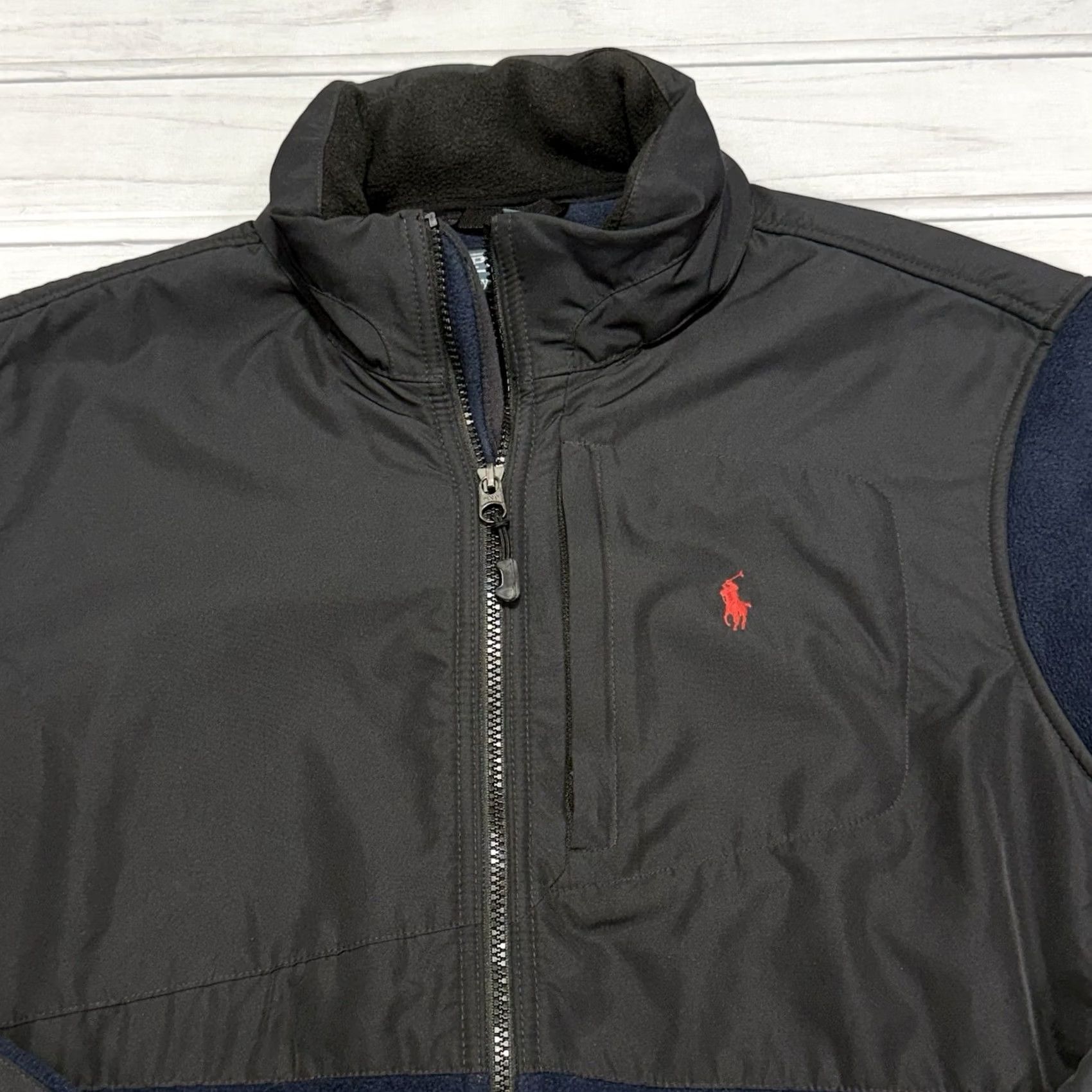 Polo Ralph Lauren VINTAGE Polo Ralph Lauren Jacket L Black Blue Polartec Hooded Fleece Full Zip 90s Size US L / EU 52-54 / 3 - 3 Thumbnail