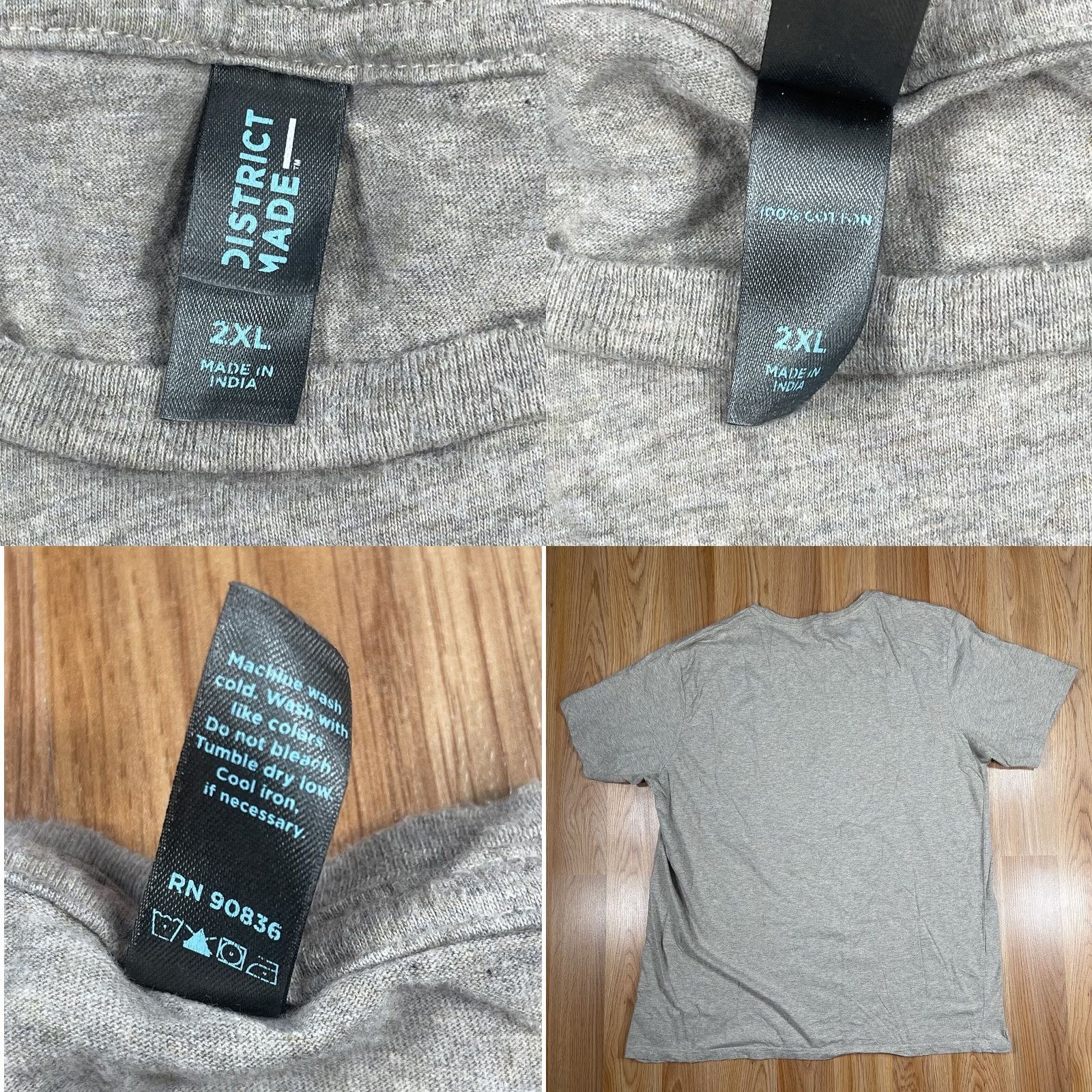 Vintage VINTAGE District Made Graphics T-Shirt Mens 2XL Gray Short Sleeve Size US XXL / EU 58 / 5 - 8 Thumbnail