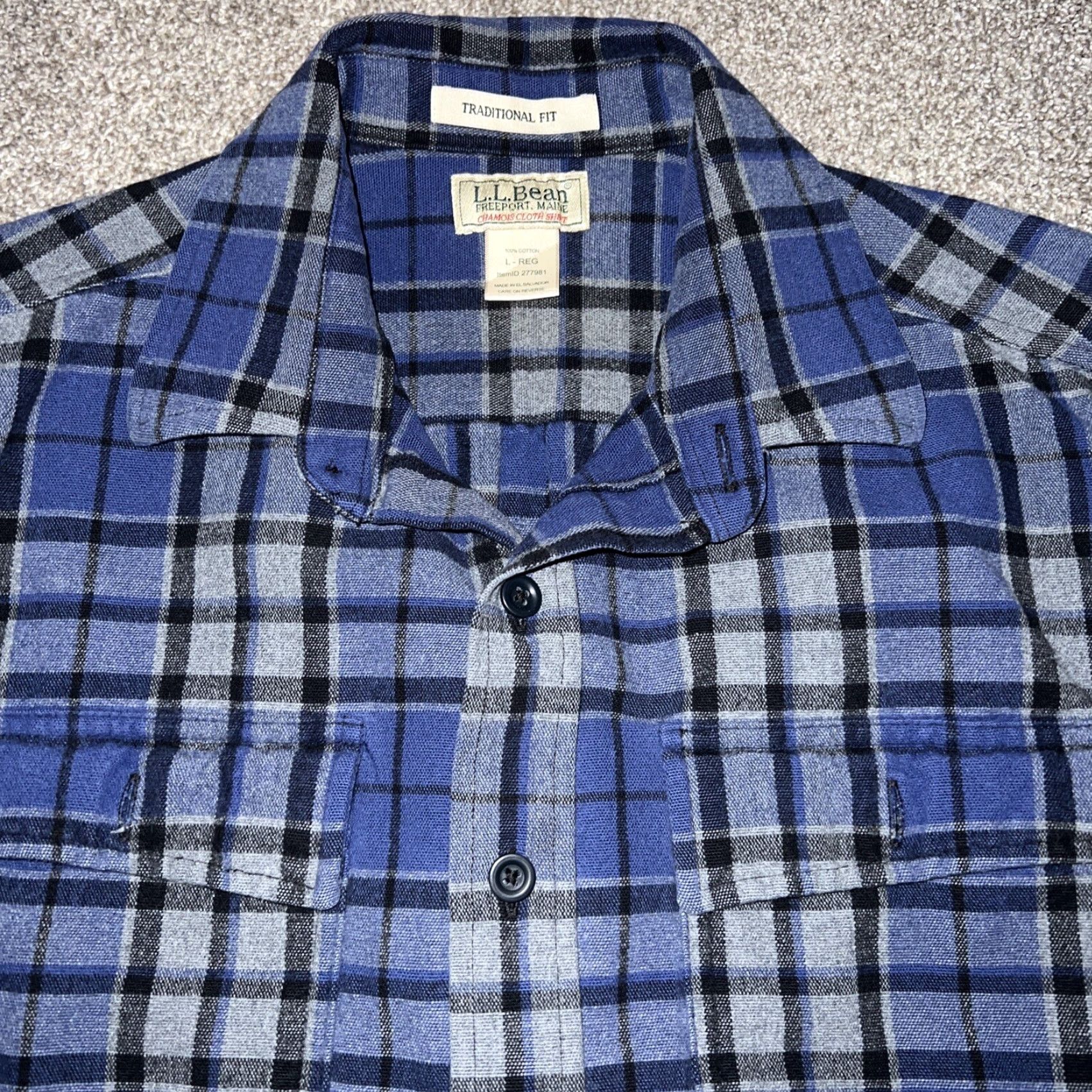 Vintage L.L. Bean Traditional Fit Chamois Blue Flannel Shirt Mens Size L Size US L / EU 52-54 / 3 - 2 Thumbnail