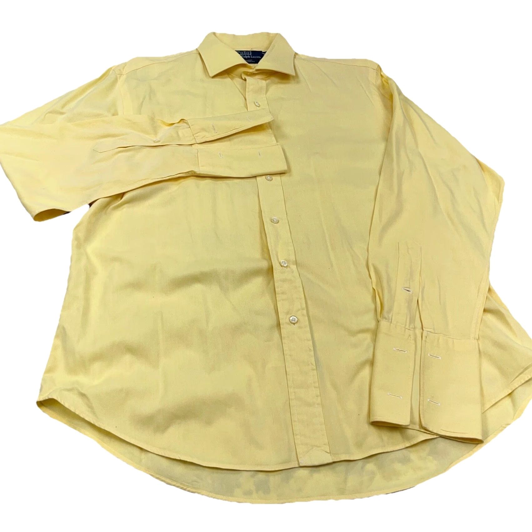 Polo Ralph Lauren VINTAGE Polo Ralph Lauren Shirt Men 17 34 Yellow Button Up Regent French Cuff Custom Fit Size US XL / EU 56 / 4 - 5 Thumbnail