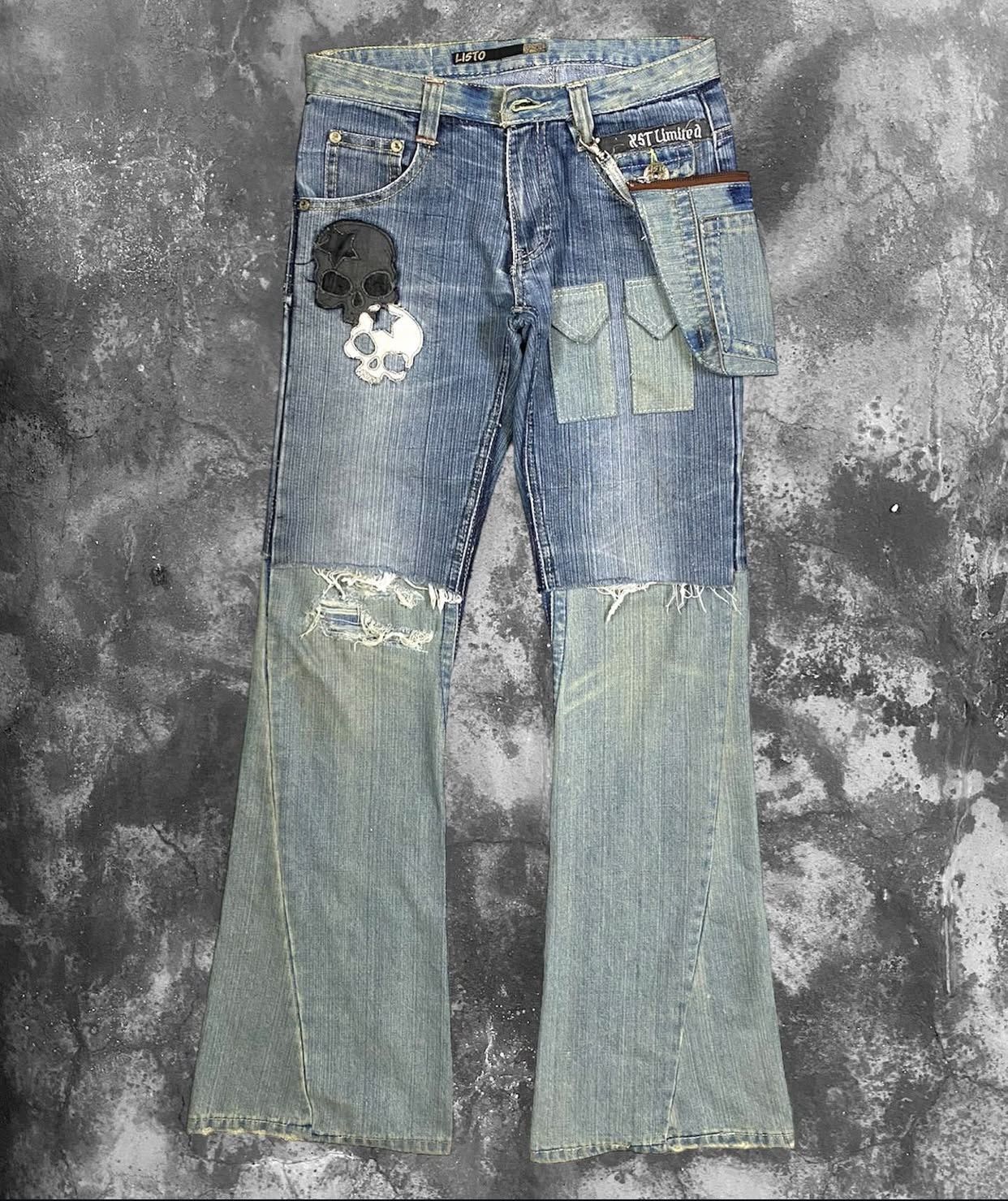 Japanese Brand ' TWO-TONE ' FLARE JEANS HANDMADE Size US 30 / EU 46 - 1 Thumbnail