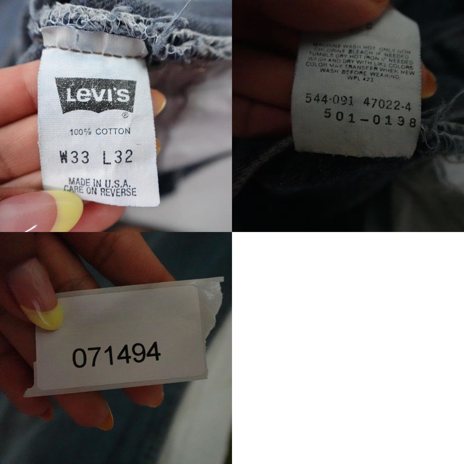 Levi's VINTAGE Levis Jeans Mens 33 Blue Denim 501 Button Fly Straight Leg 90s USA Size US 33 - 10 Thumbnail