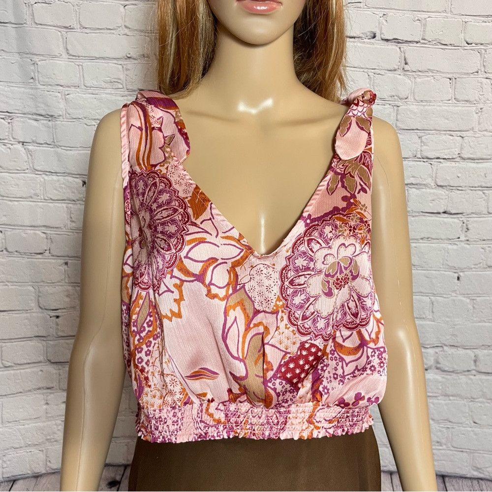 Free People NWT New Free People Weekend in Montauk Smocked Crop Tie Str Size XL / US 12-14 / IT 48-50 - 5 Thumbnail