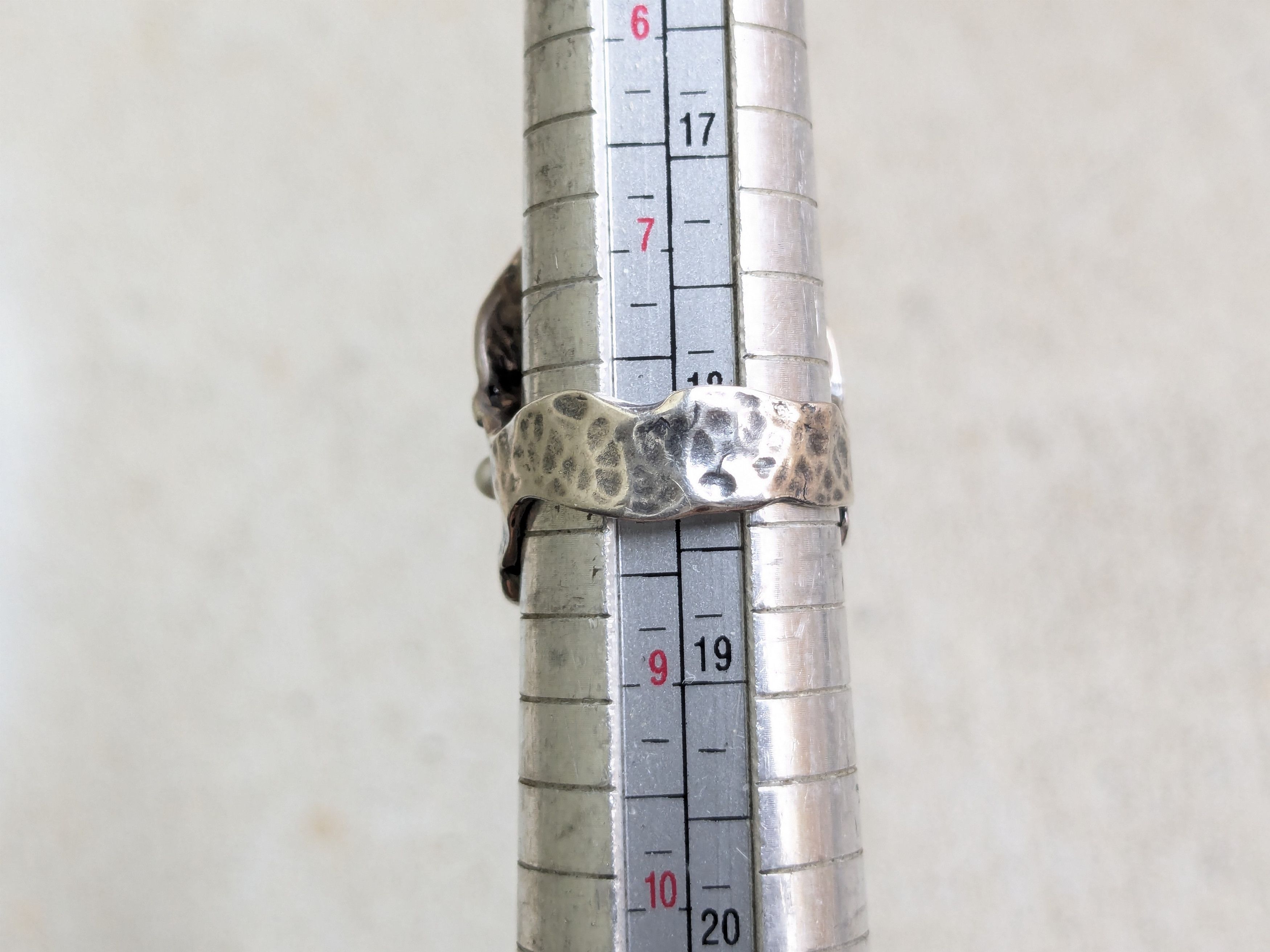 Jewelry Vintage Sterling Silver Ring Pearl 8 Modern Abstract Size ONE SIZE - 12 Thumbnail