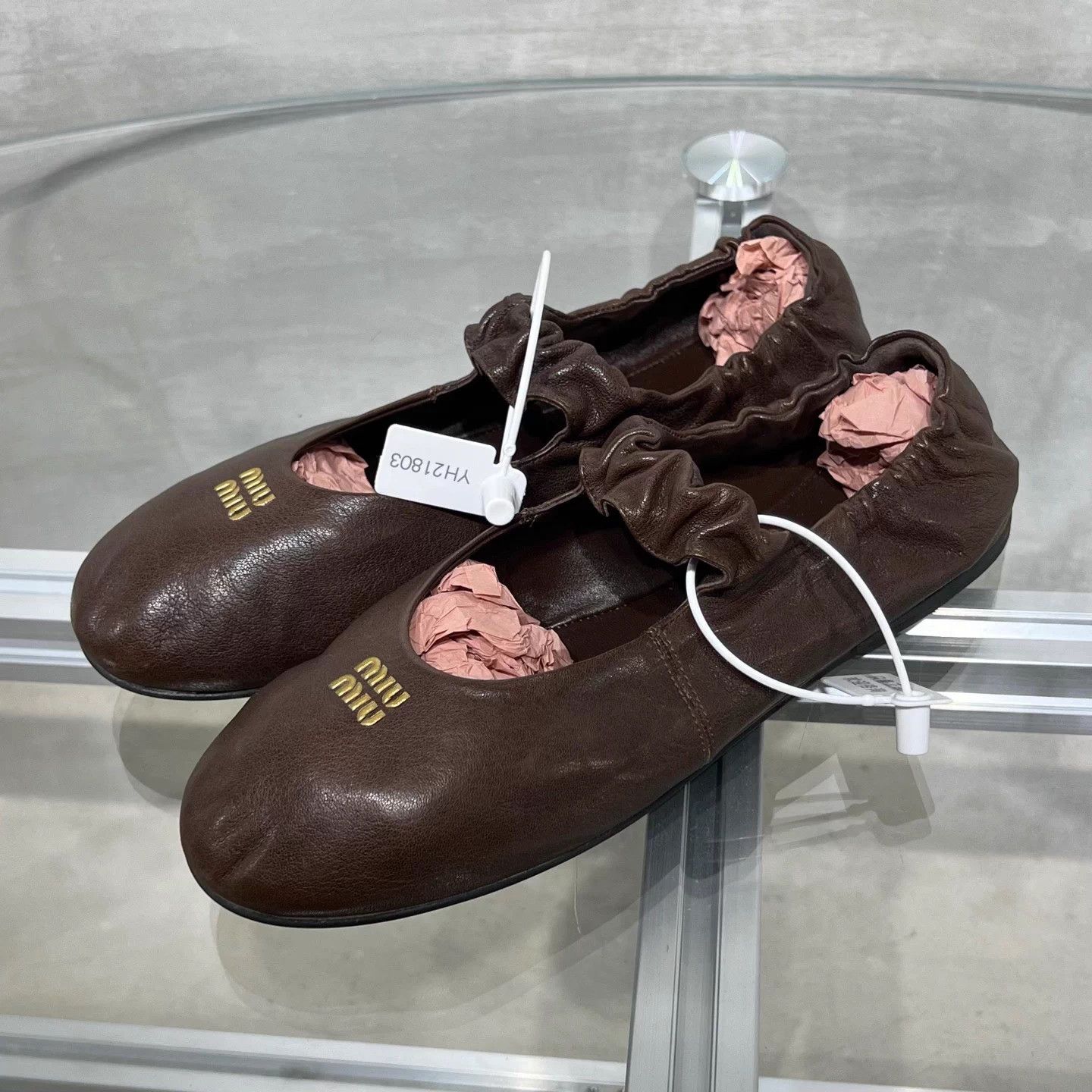 Miu Miu MIU MIU Nappa distressed brown Mary Jane ballet flats 37.5 Size US 6.5 / IT 36.5 - 2 Thumbnail