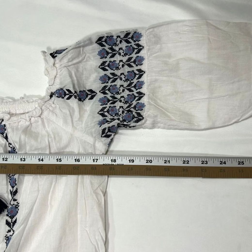 Abercrombie & Fitch Abercrombie & Fitch Blouse Boho Peasant Floral Embroidery White Top Womens S Size S / US 4 / IT 40 - 8 Thumbnail
