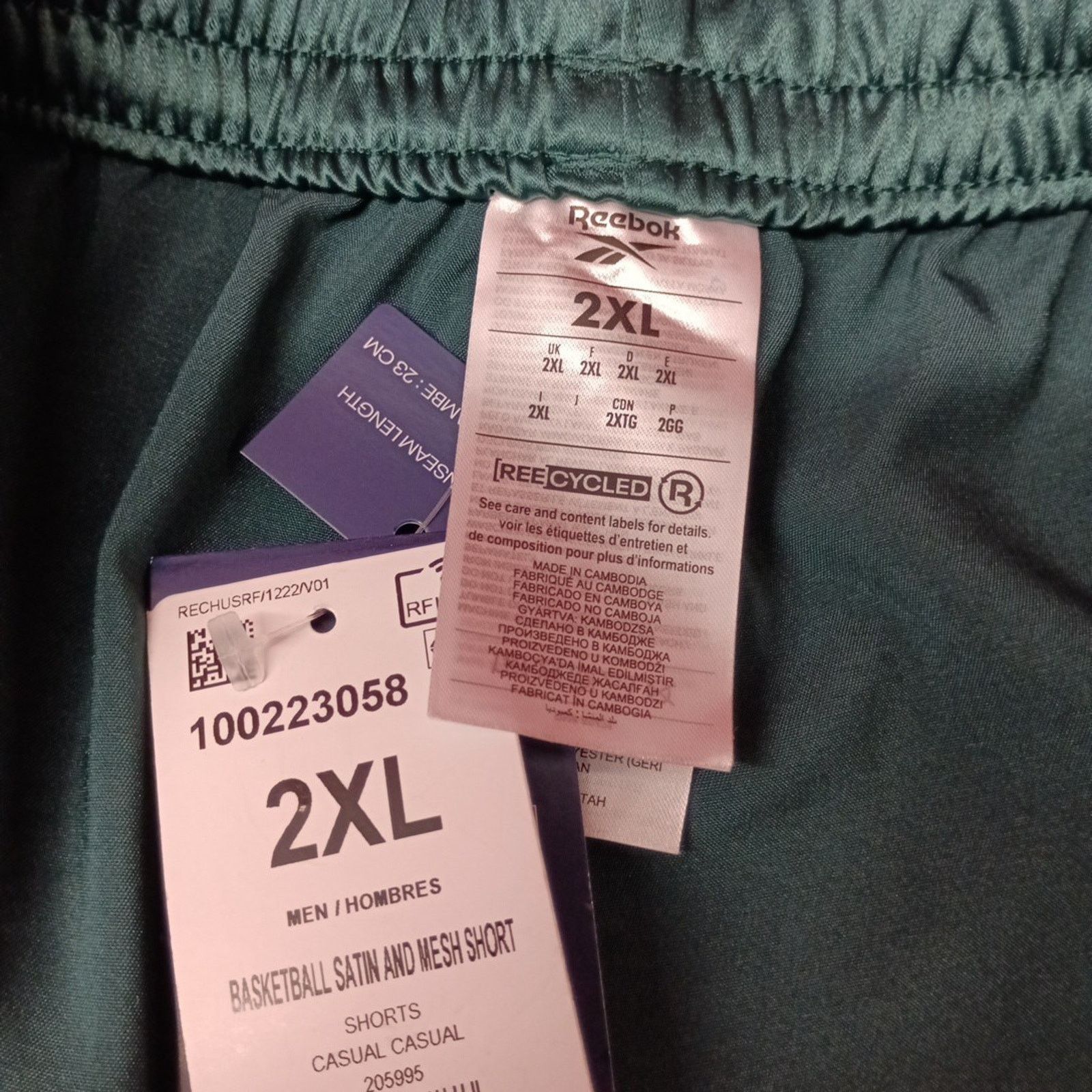 Reebok Reebok Men's Satin Mesh Basketball Shorts 2XL Green Pull On Size US 38 / EU 54 - 4 Thumbnail