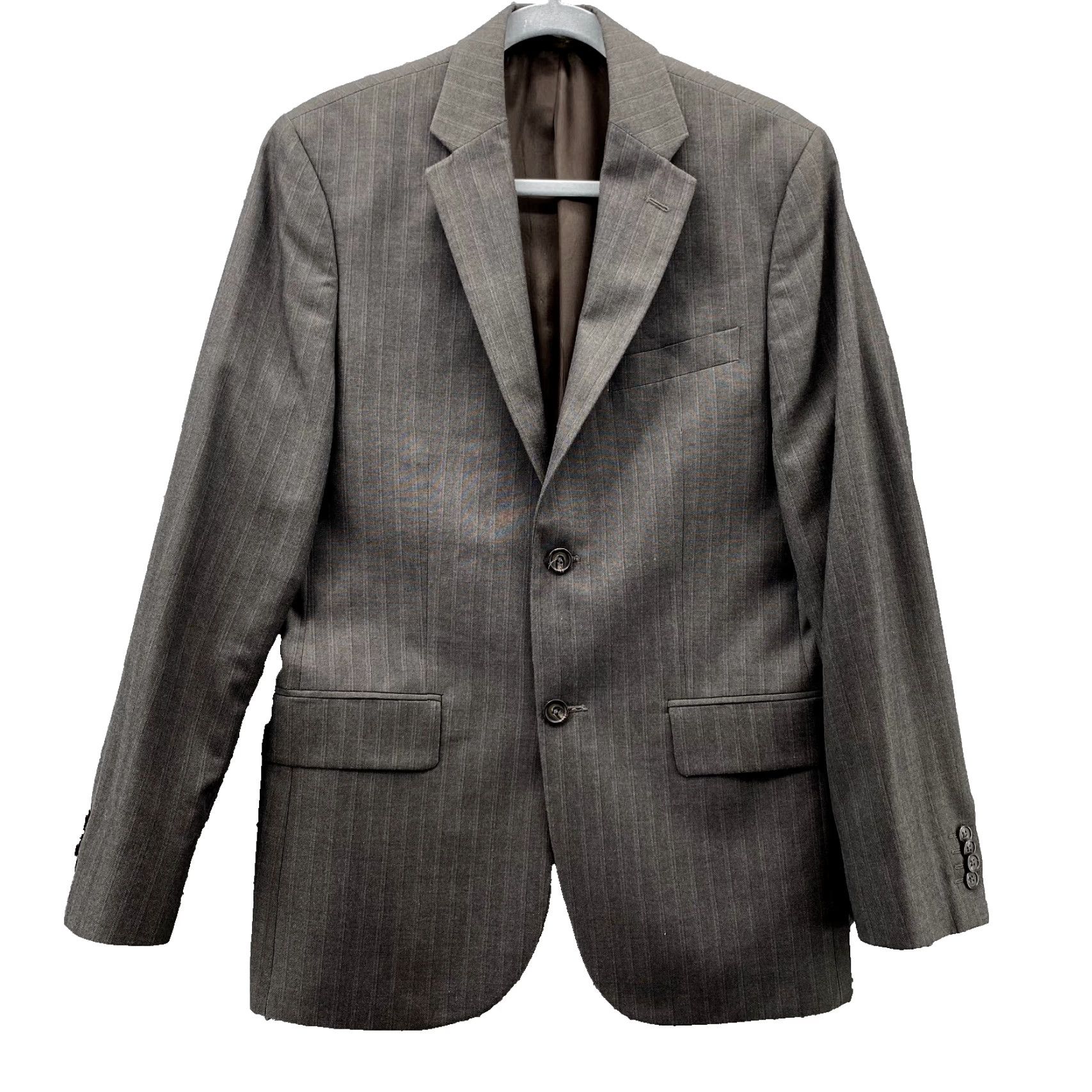 Banana Republic Blazer Mens 40R Brown Pinstripe Notch Lapel Single-Breasted 3-Button Coat - Business Formal Classic Mens