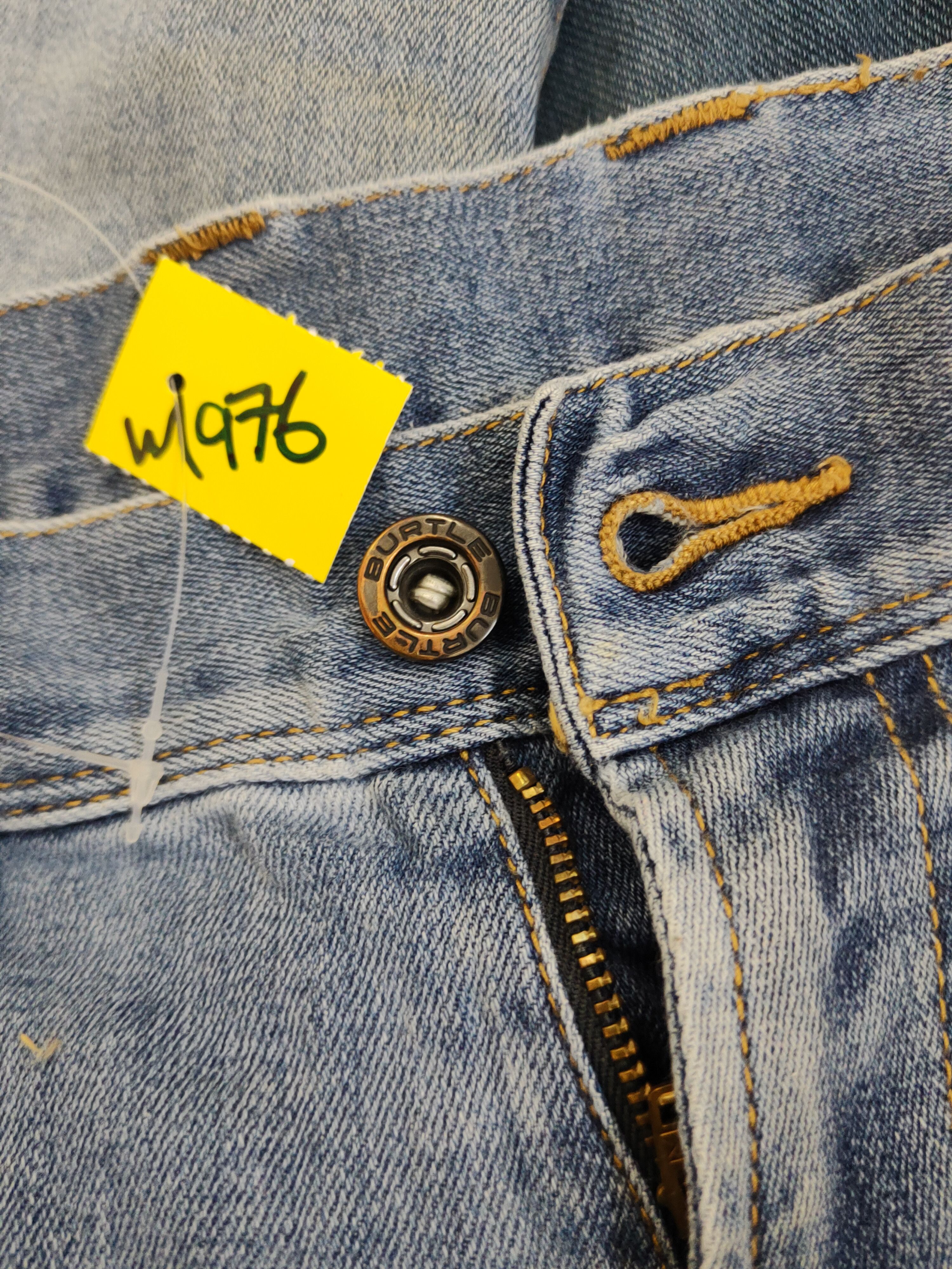 Japanese Brand Burtle Blue Distressed Ripped Soft denim Jeans #W1976 Size US 31 - 18 Thumbnail