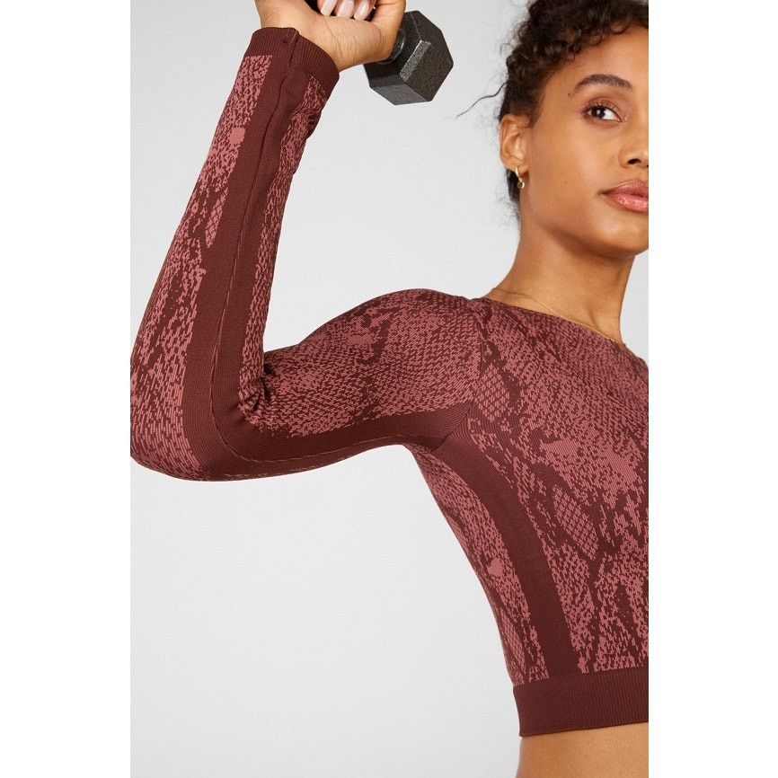 Other Fabletics Kamila Seamless Long-Sleeve Top Cherry Mocha L Size L / US 10 / IT 46 - 2 Thumbnail