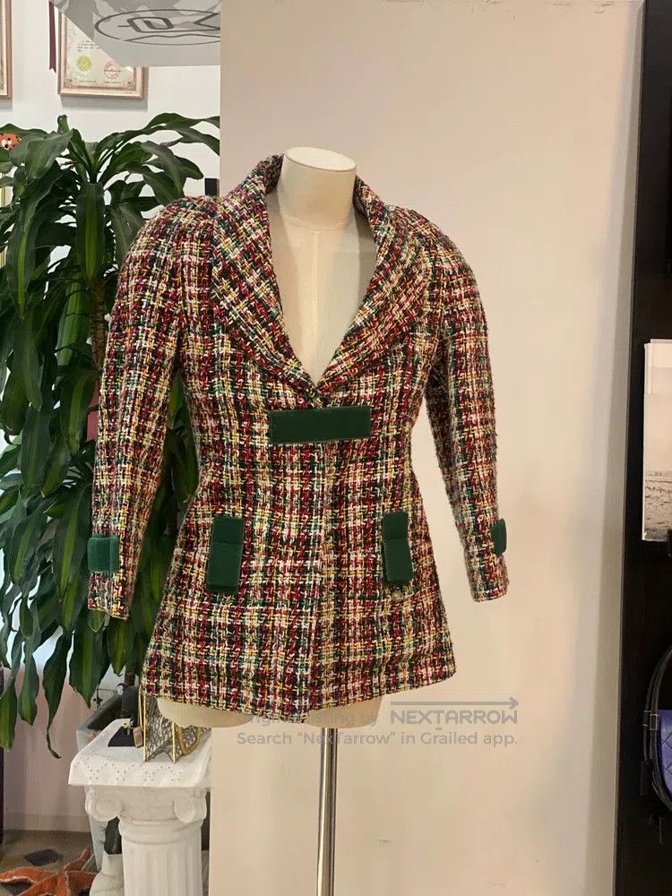 Chanel Chanel Data centre white red green mosaic Velcro jacket Size XXS / US 00 / IT 34 - 1 Thumbnail