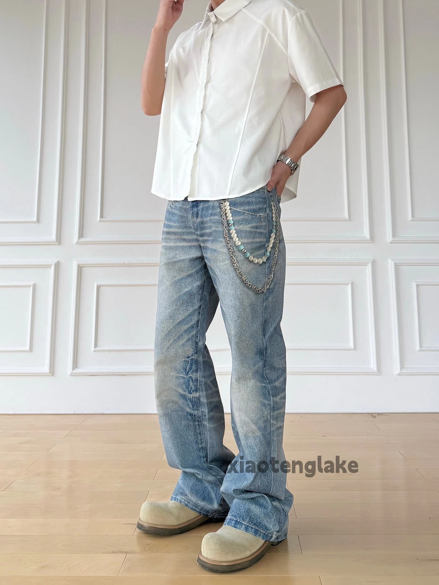 Vintage Unisex digital print pattern festival hiphop yuppie jeans Size US 32 / EU 48 - 1 Thumbnail