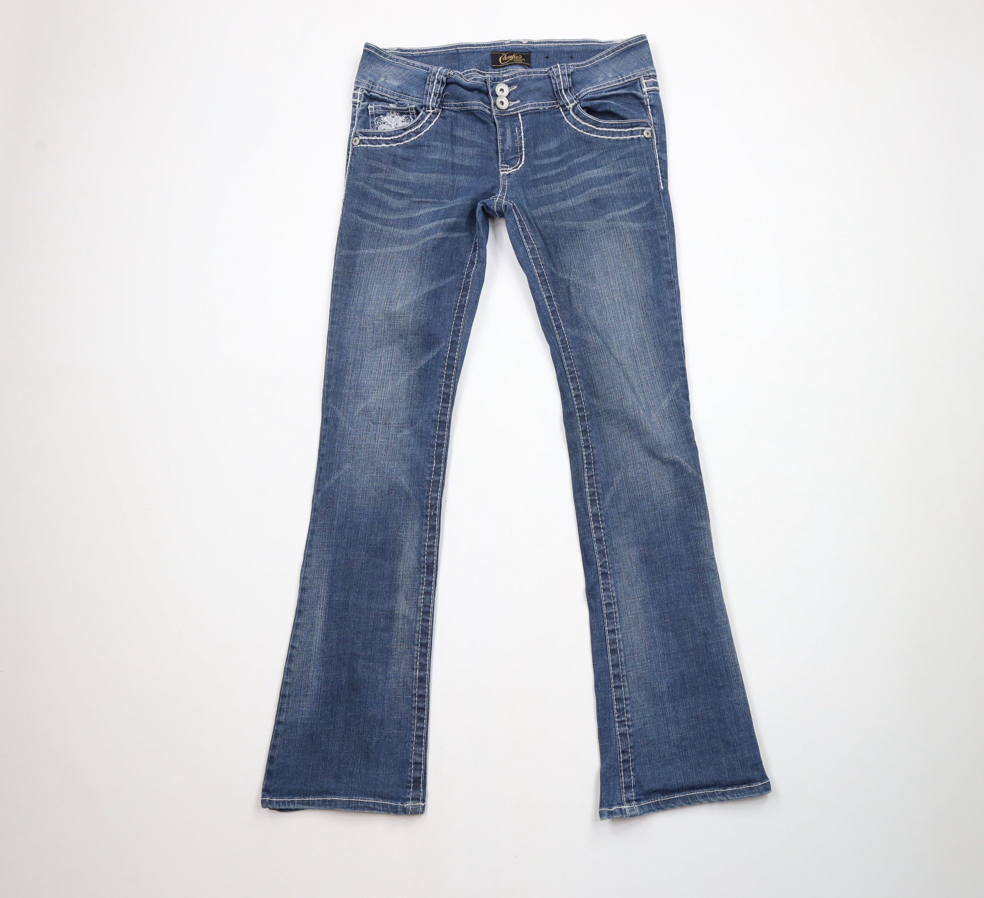 Vintage Vintage 90s Y2K Candies Thick Stitch Wide Leg Flared Jeans Size 27" / US 4 / IT 40 - 1 Thumbnail