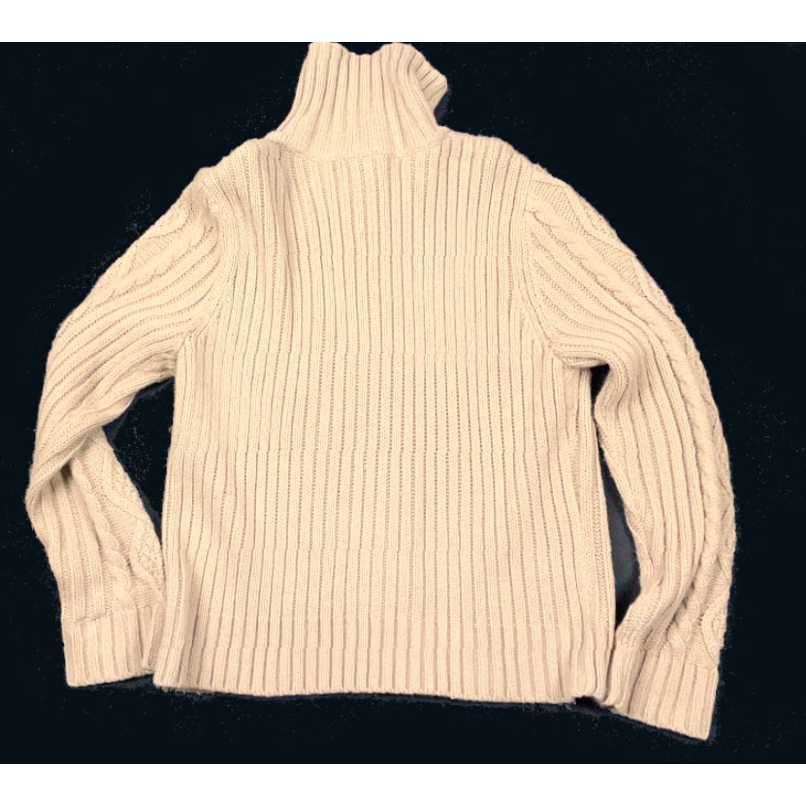 Vintage VINTAGE St. John's Bay Cardigan Beige Cable-Knit High Neck Womens XL Sweater 90s RetroHipster Casual Beige Size XL / US 12-14 / IT 48-50 - 2 Thumbnail