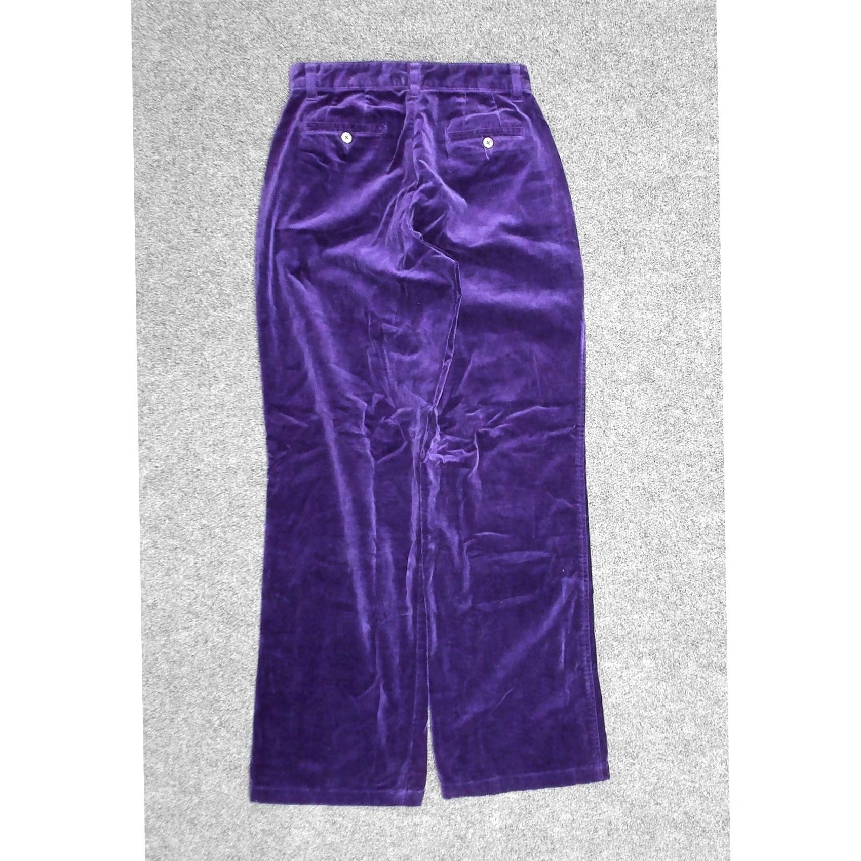 Tommy Hilfiger VINTAGE Tommy Hilfiger Purple Velvet High Waist Wide-Leg Pants Womens 4 Size 27" / US 4 / IT 40 - 4 Thumbnail