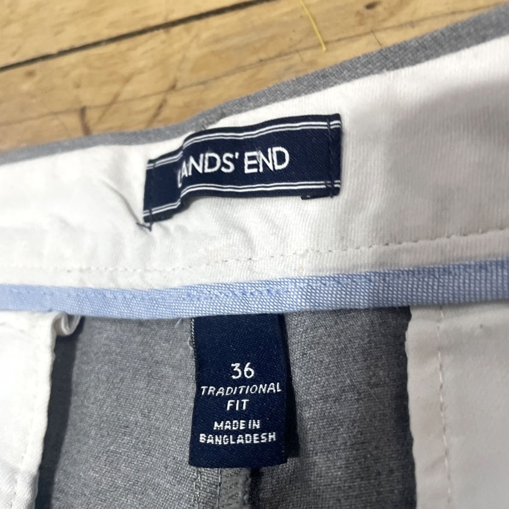 Lands' End Lands' End Gray Pants Mens 36x32 Flat Front Relax Stretch Cotton Work Trousers Pants Mens Gray 90s Preppy School Vintage No Mens Size US 36 / EU 52 - 4 Thumbnail