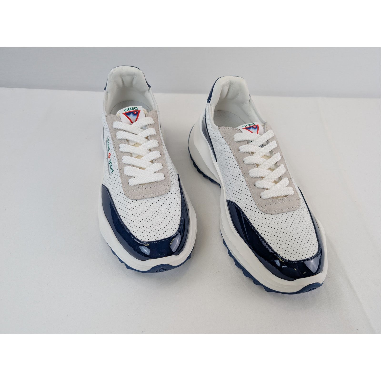 Casablanca o1rshd1 Leather Mens Atlantis Sneaker in White / Navy Size US 9.5 / EU 42-43 - 7 Thumbnail