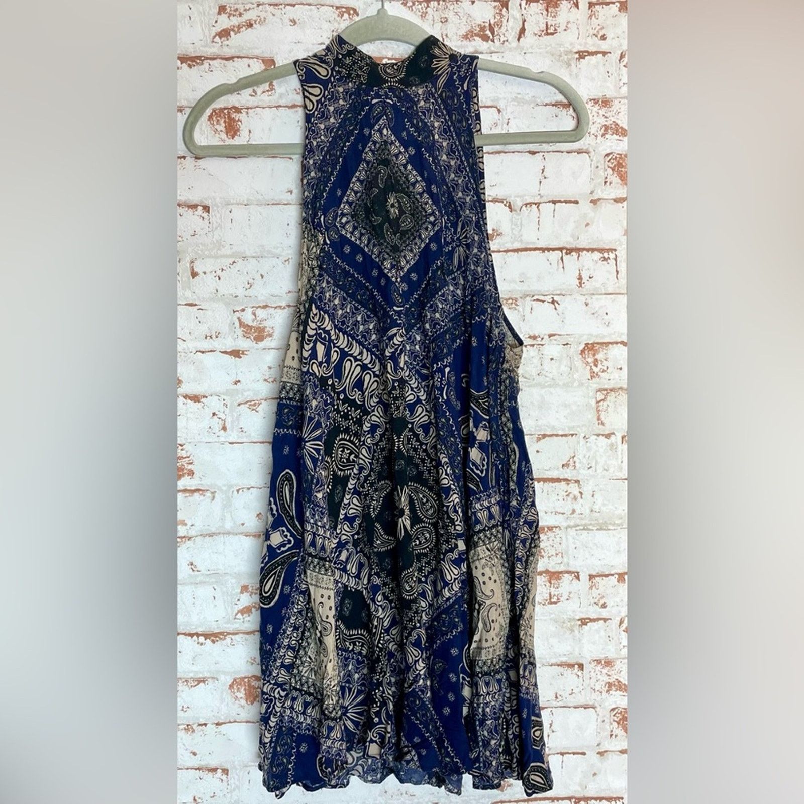 Free People Intimately by Free People Asymmetrical Blue Paisley Dress Size S / US 4 / IT 40 - 1 Thumbnail