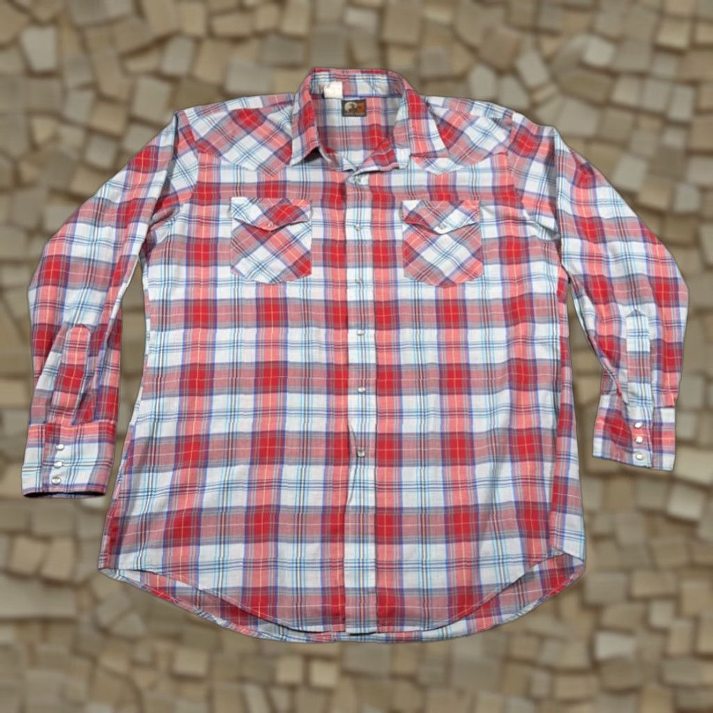 Vintage VINTAGE Open Range Western Shirt Mens XL Red Plaid Pearl Snap 90s Long Sleeve Button-Up Size US XL / EU 56 / 4 - 1 Thumbnail
