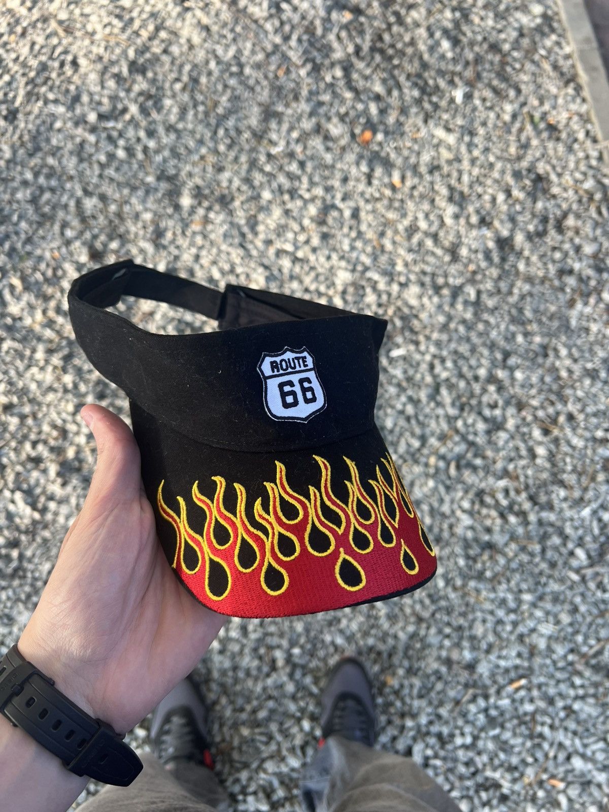 Vintage VERY RARE ROUTE 66 FIRE DESIGNER FLAME CAP RETRO Y2K 90s SK8 Size ONE SIZE - 2 Thumbnail