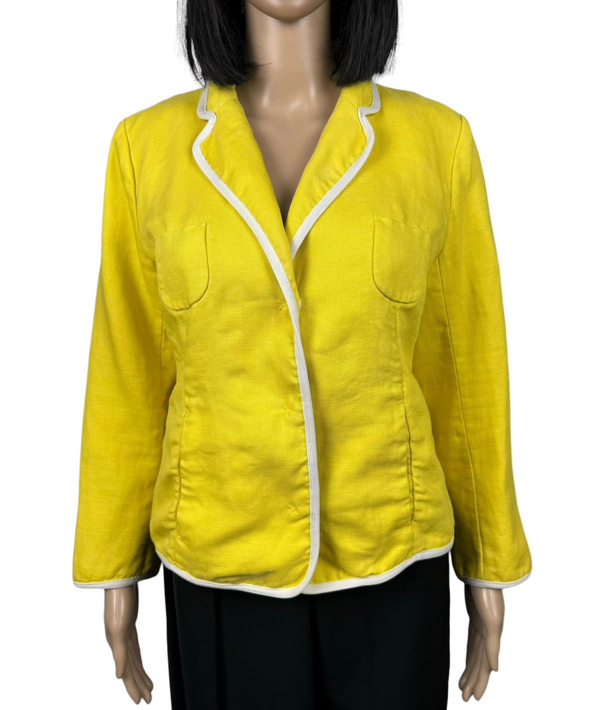 Max Mara Max Mara Linen Yellow Blazer Jacket size US12 IT46 Size XL / US 12-14 / IT 48-50 - 2 Thumbnail