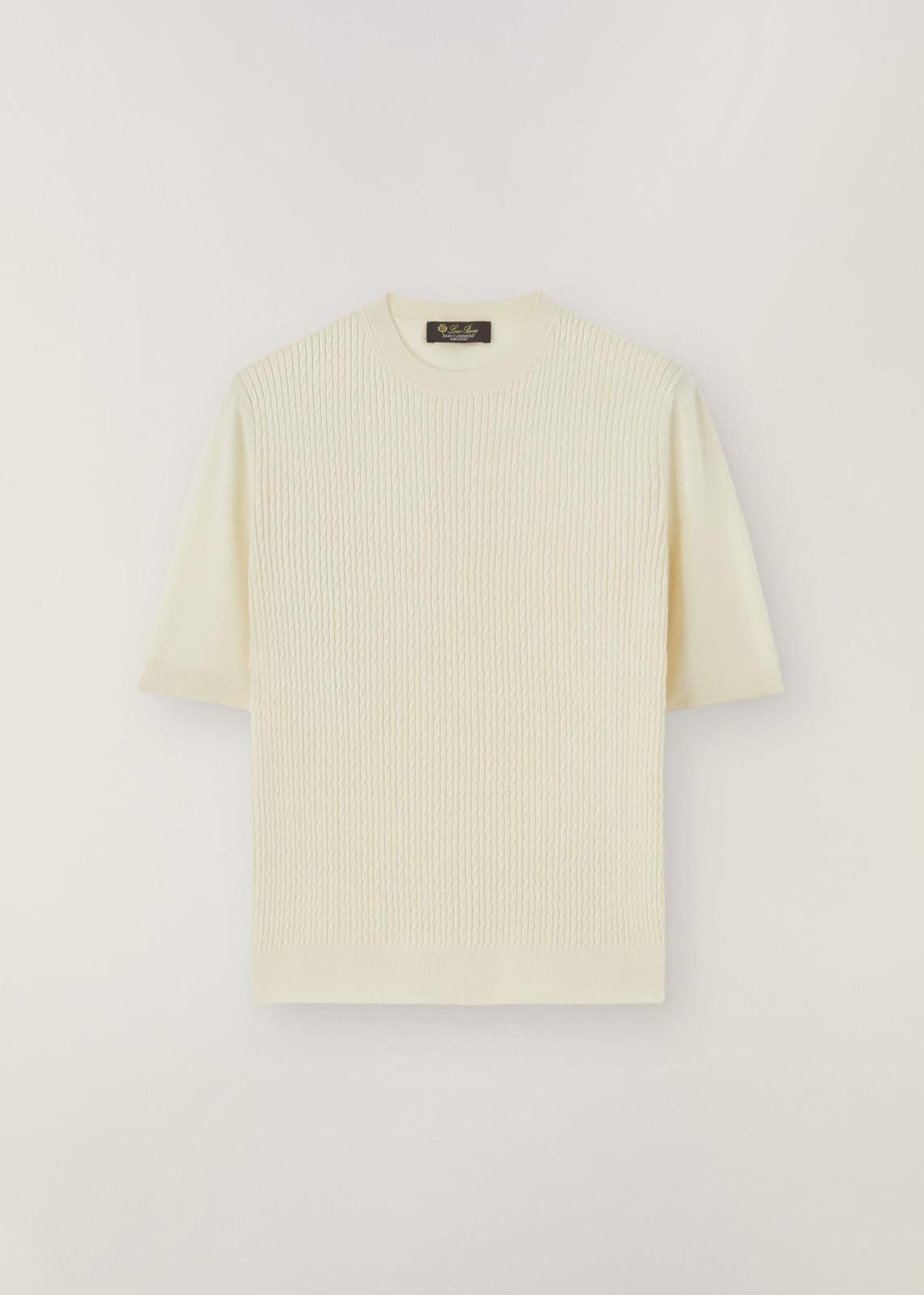 Loro Piana o1srvl11e0125 Short- Sleeved Roundneck Sweater in Ivory Size S / US 4 / IT 40 - 1 Thumbnail