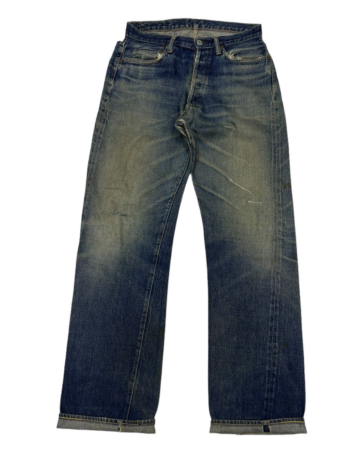 Denime VINTAGE DENIME REDLINE SELVEDGE DISTRESSED DENIM JEANS Size US 30 / EU 46 - 1 Thumbnail
