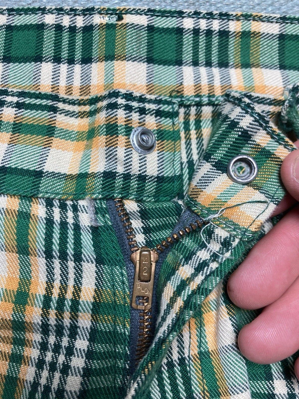 Sears × Vintage 1970s sears flare pants toughskins plaid wide hippie16 27x27 Size 27" / US 4 / IT 40 - 4 Thumbnail