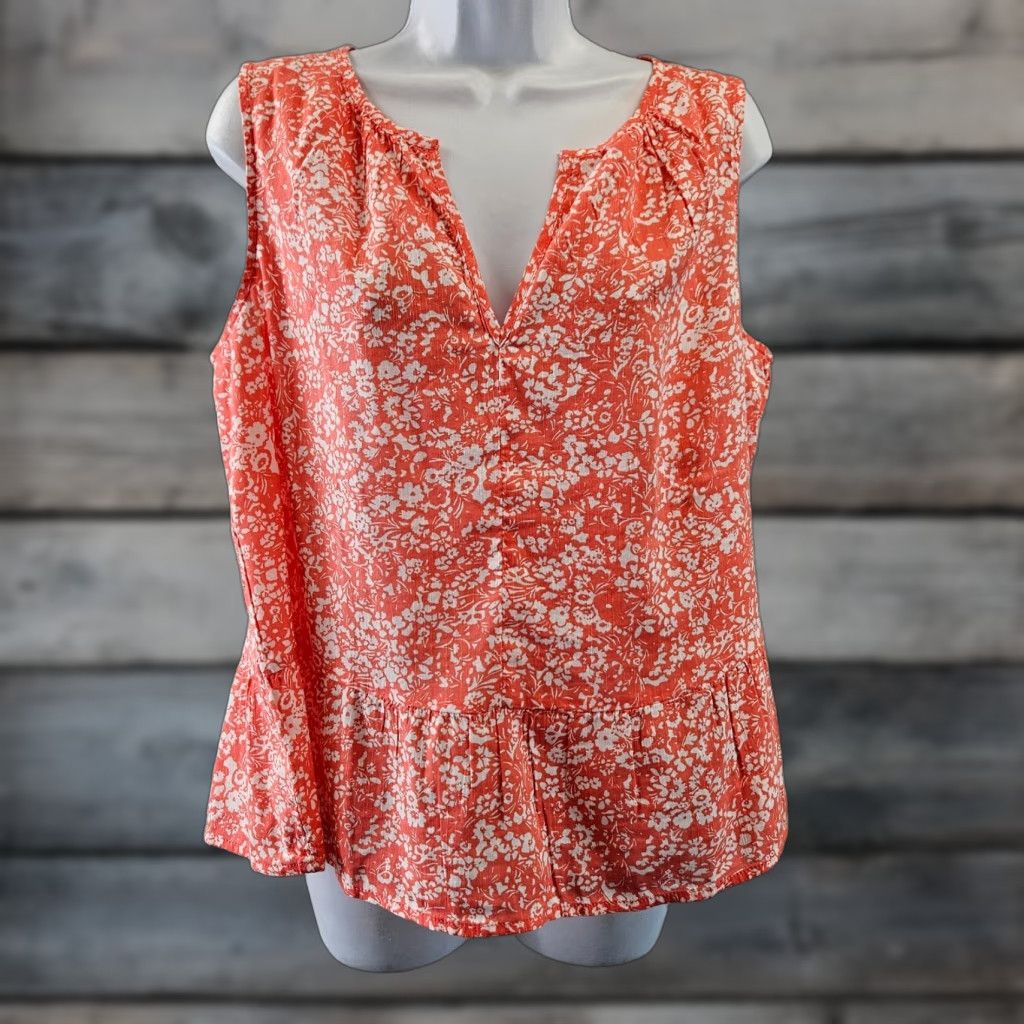 Gap Gap Womens Top Blouse Sleeveless Pink White Floral Cotton Blend M Size M / US 6-8 / IT 42-44 - 1 Thumbnail