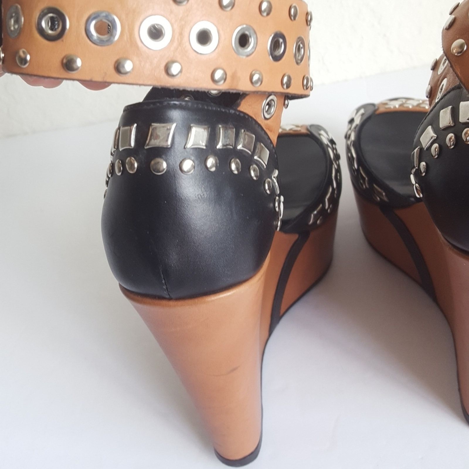 Barbara Bui Barbara Bui Paris Studded Ankle Strap Wedge Platform Leather Size US 6 / IT 36 - 8 Thumbnail