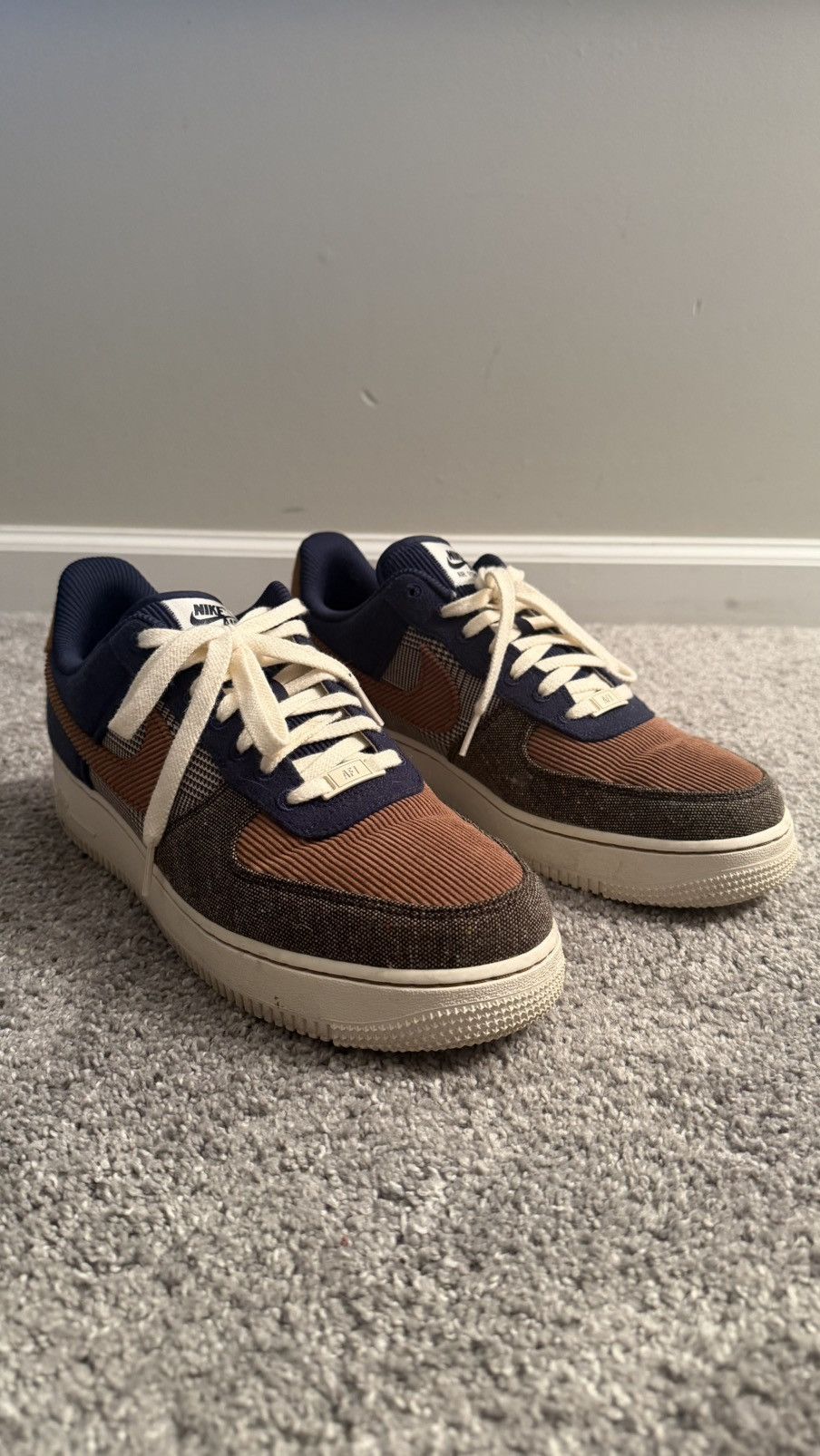 Nike Nike Air Force 1 Low Brown/Navy Plaid Size US 10 / EU 43 - 2 Thumbnail