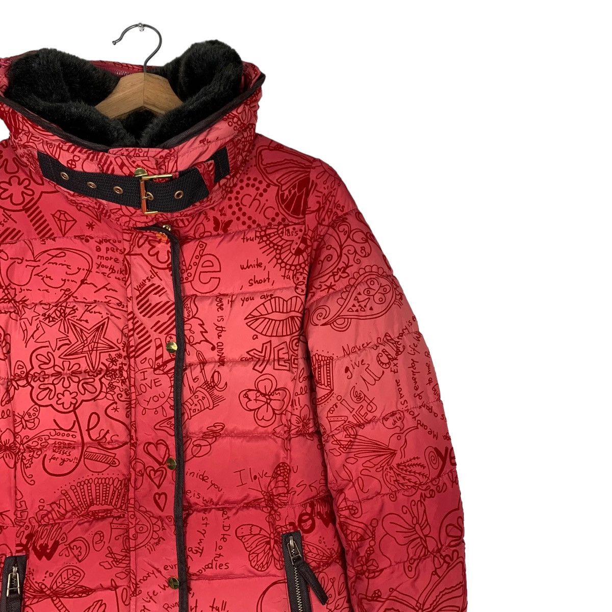 Desigual DESIGUAL Fullprint Red Puffer Overcoat Jacket #0836-C38 Size XS / US 0-2 / IT 36-38 - 5 Thumbnail