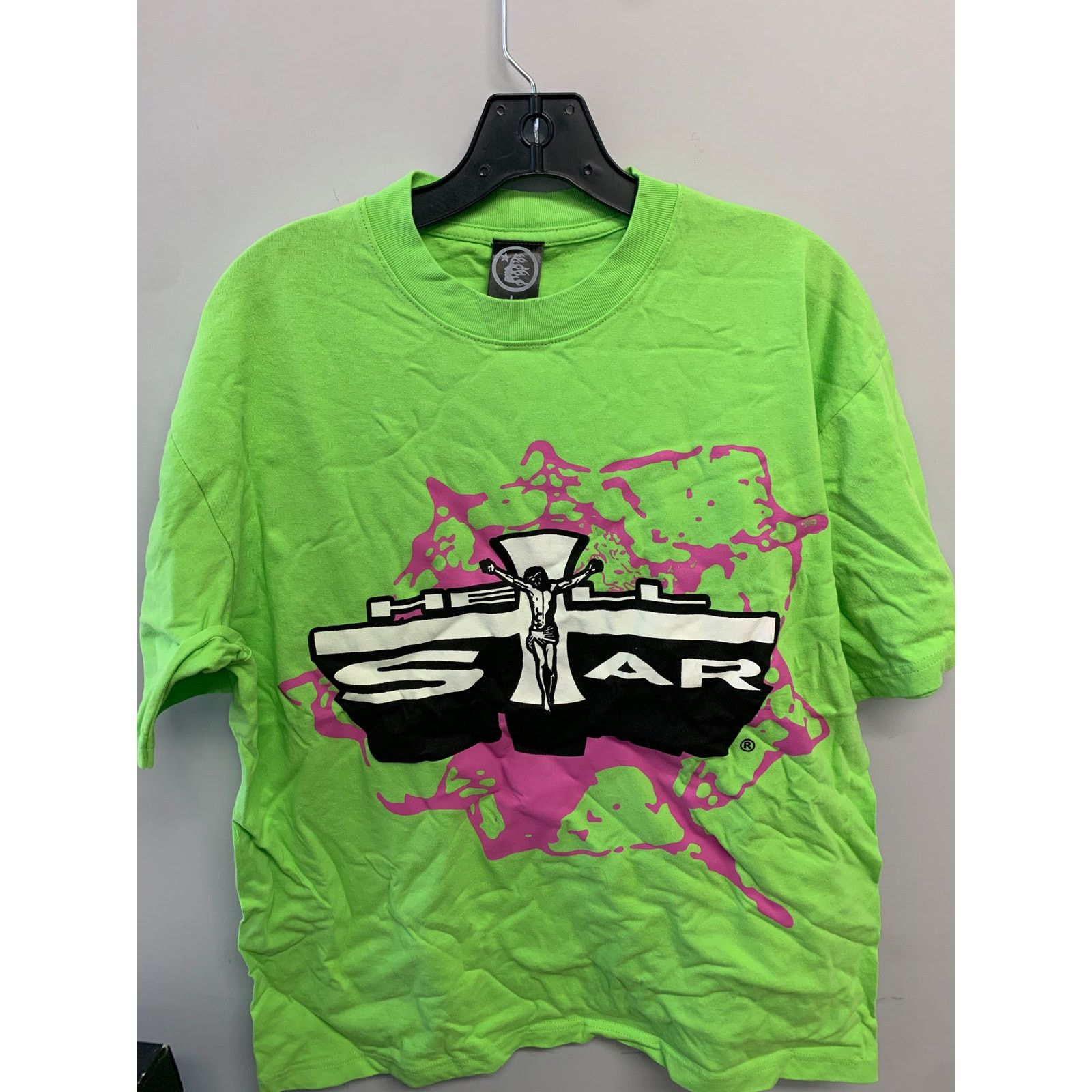 HELLSTAR Hellstar Jesus Emblem T-Shirt Green Pink Size Large NEW Size US L / EU 52-54 / 3 - 1 Thumbnail