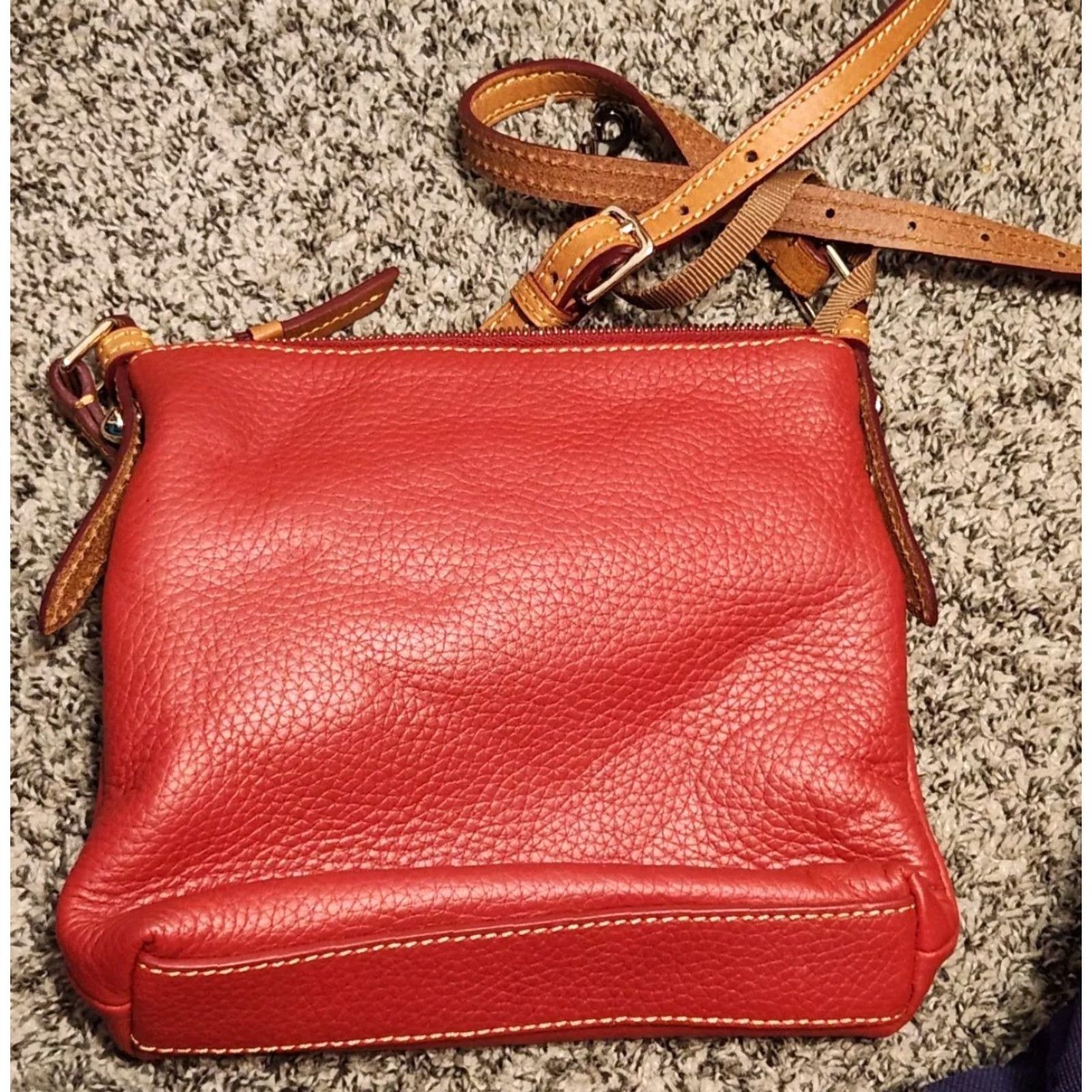 Dooney & Bourke Dooney & Bourke Crossbody Bag Cranberry Red Leather Pebbled Small Women 8in 9in Zip Handbag Size ONE SIZE - 3 Thumbnail