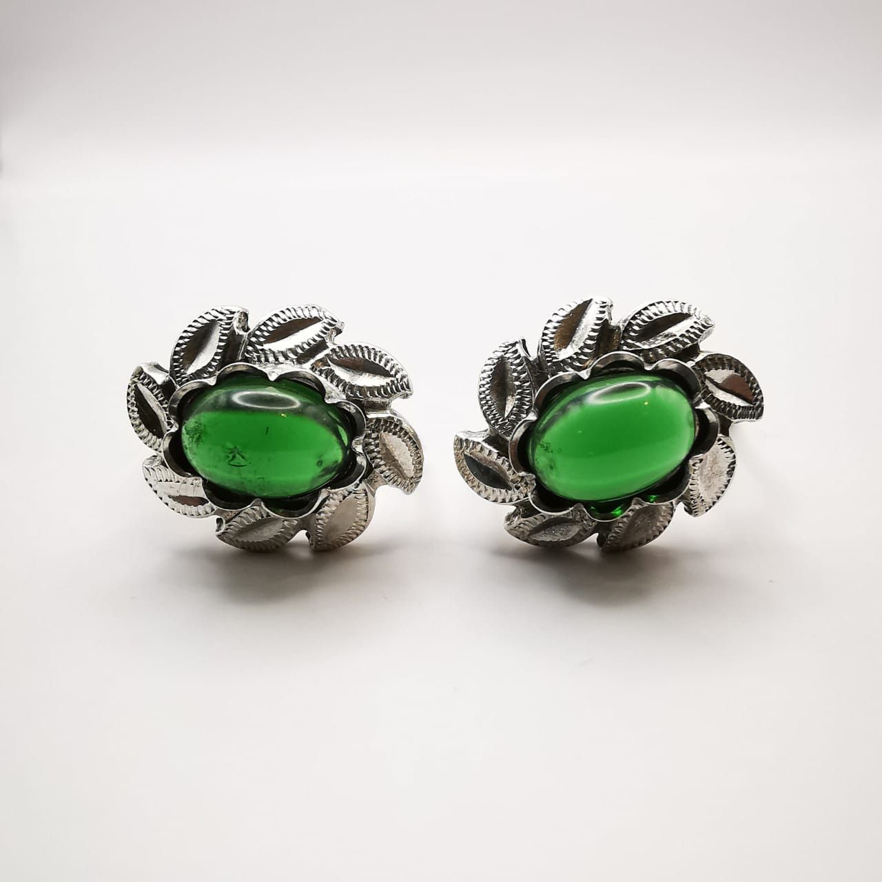 Sterling Silver × Vintage Vintage 925 Sterling Silver Earrings for Women,Green Quartz Size ONE SIZE - 1 Thumbnail