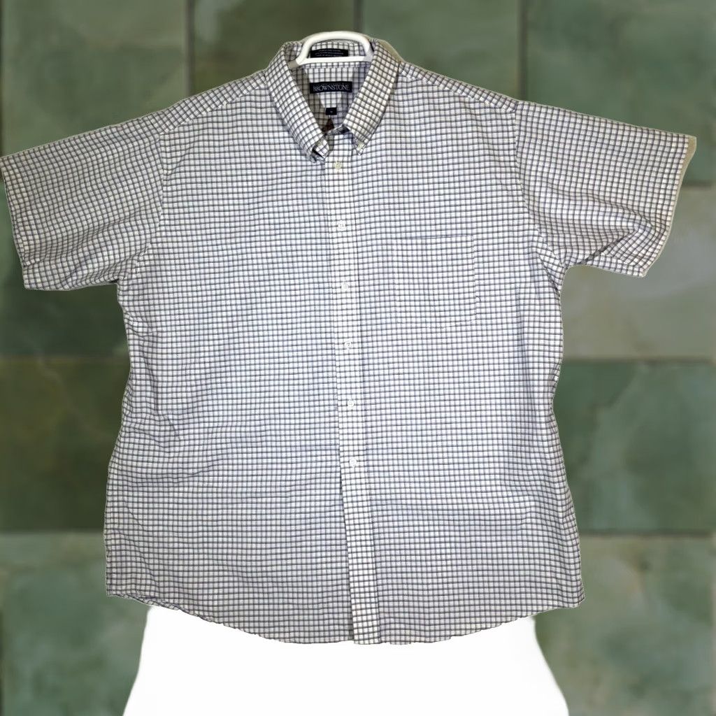 Vintage 59th Street Brownstone Shirt Blue Check Short Sleeve Button-Down M856 Mens Regular 18 XS? Size US XXL / EU 58 / 5 - 1 Thumbnail