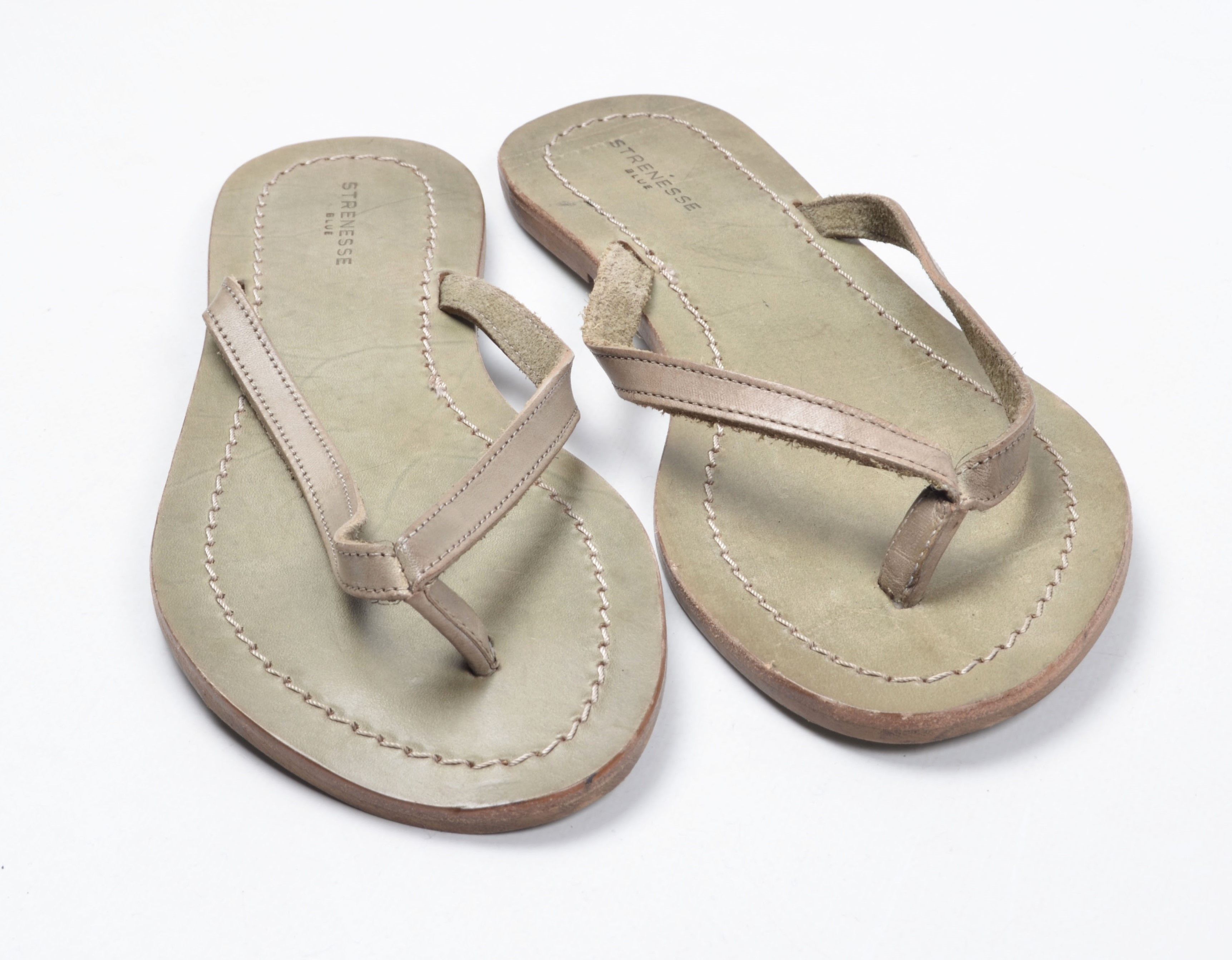 STRENESSE Strenesse Blue Gabriele Strehle 90's Khaki Flip Flops Size US 7 / IT 37 - 6 Thumbnail