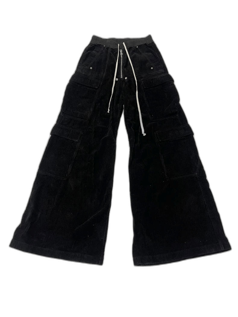 rick owens black corduroy cargo wide pants