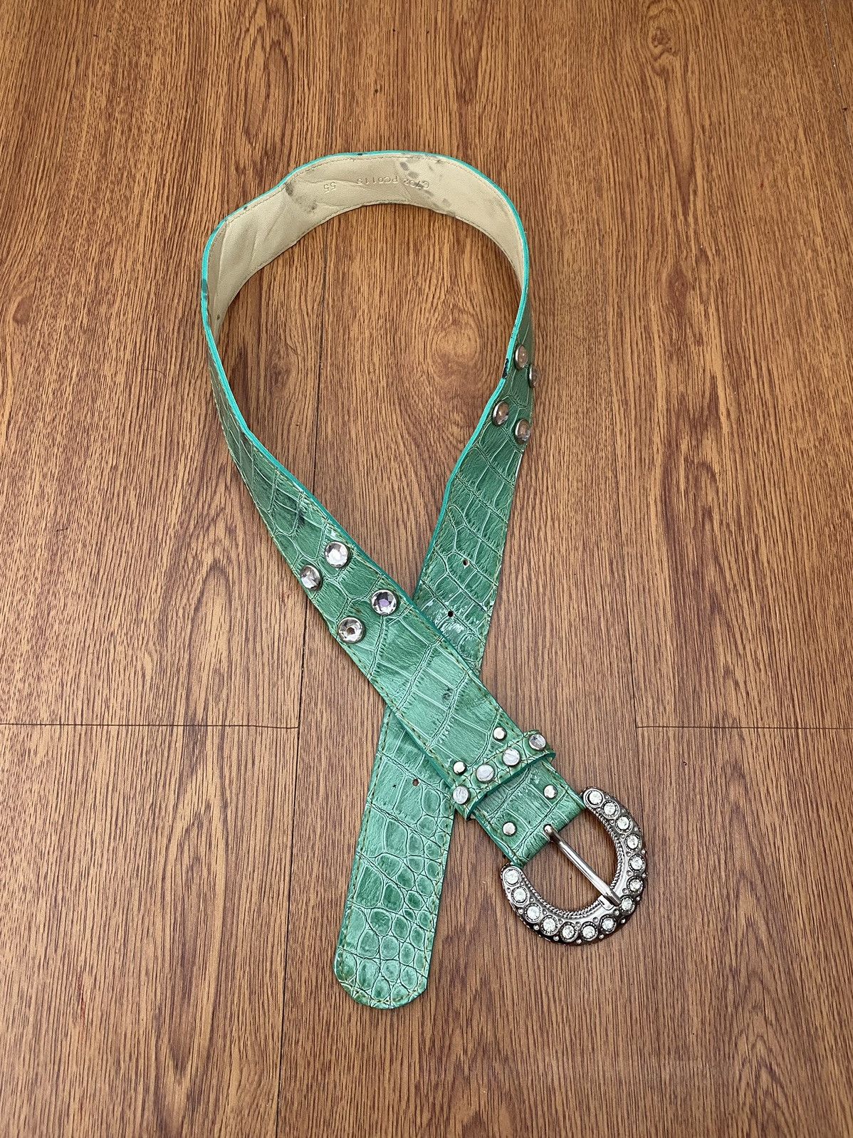 If Six Was Nine × Japanese Brand × Le Grande Bleu (L.G.B.) Green crystal croco belt Size ONE SIZE - 1 Thumbnail