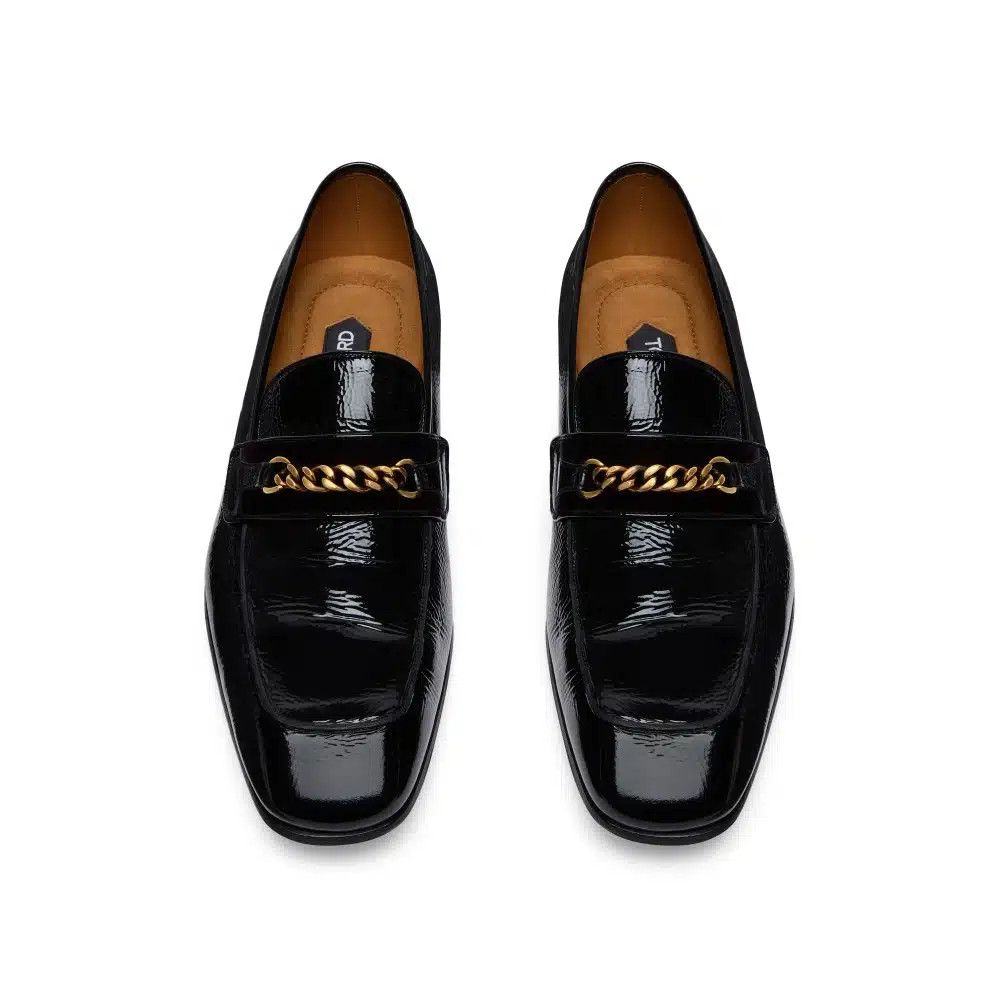 Tom Ford o1loc1c0425 J1443 Crackled Leather Bailey Chain Loafers Size US 9 / EU 42 - 2 Thumbnail