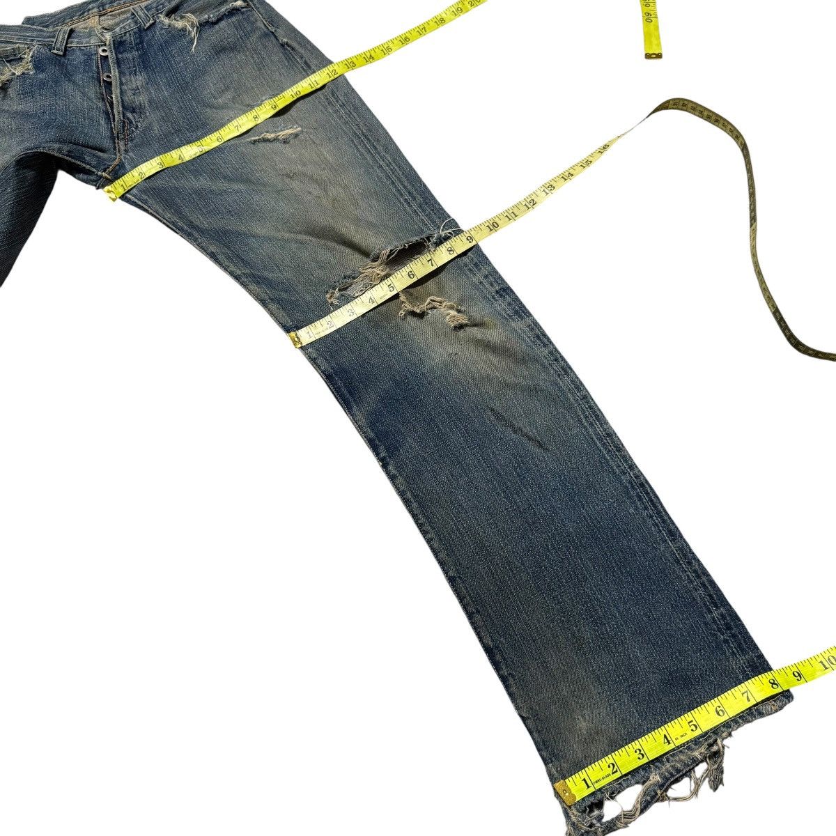 The Real McCoy's Vintage Real McCoys Ultimate Seeker Distessed Denim Jeans Size US 30 / EU 46 - 22 Thumbnail