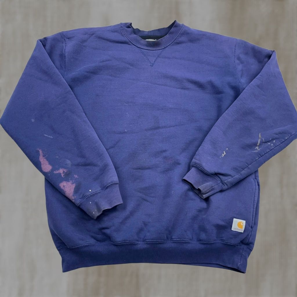 Carhartt VINTAGE Carhartt Sweatshirt Men XXL Crewneck Faded Grunge Thermal Lined Blue 90s Classic Hipster Retro Size US XXL / EU 58 / 5 - 1 Thumbnail