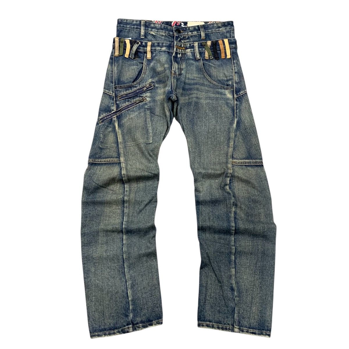 Japanese Brand LGB Style 2000’s KMK Double Waist Mudwash Jeans Size US 31 - 2 Thumbnail