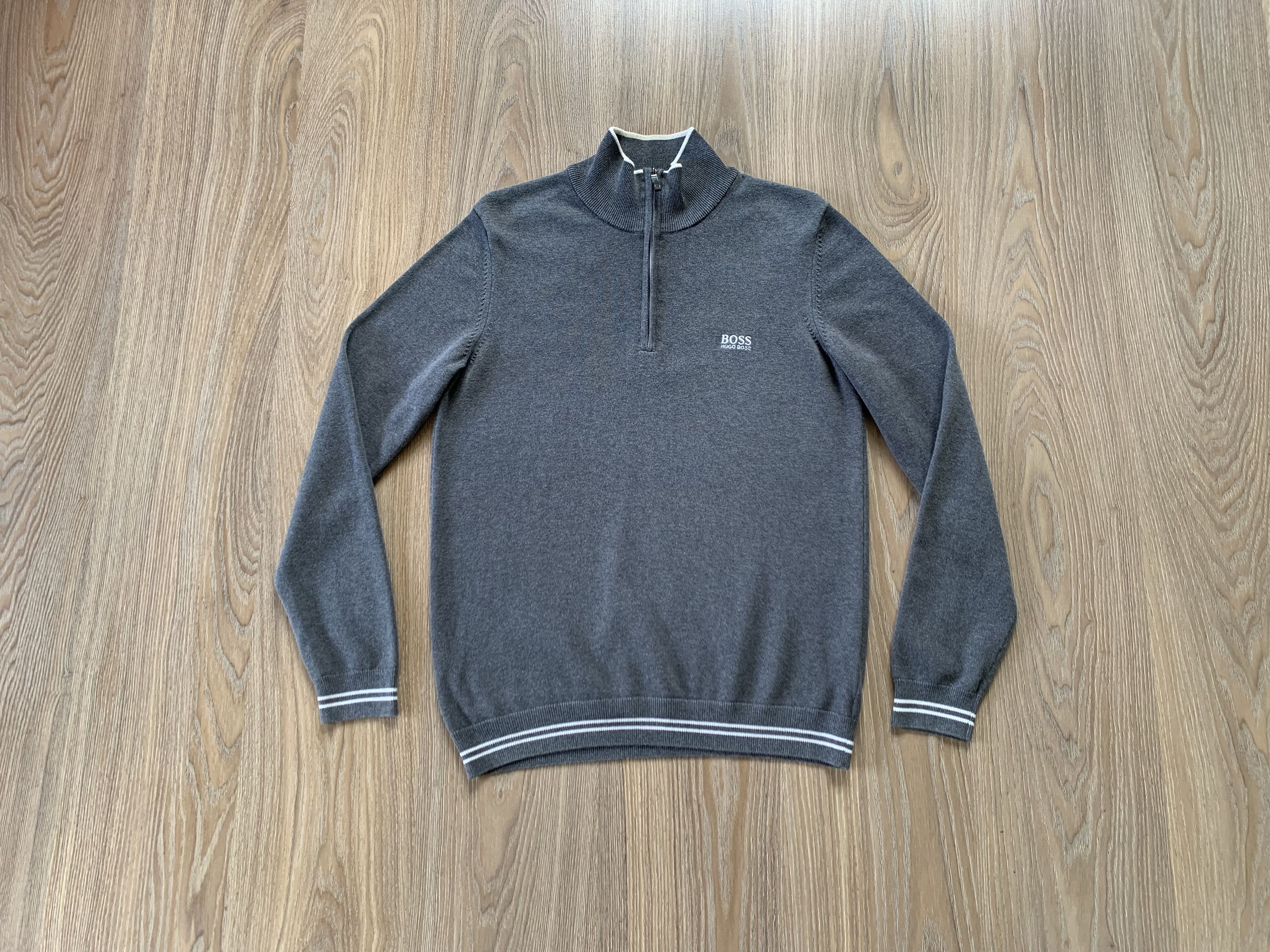 Hugo Boss Hugo Boss Quarter Zip Grey Sweater Size US M / EU 48-50 / 2 - 1 Thumbnail