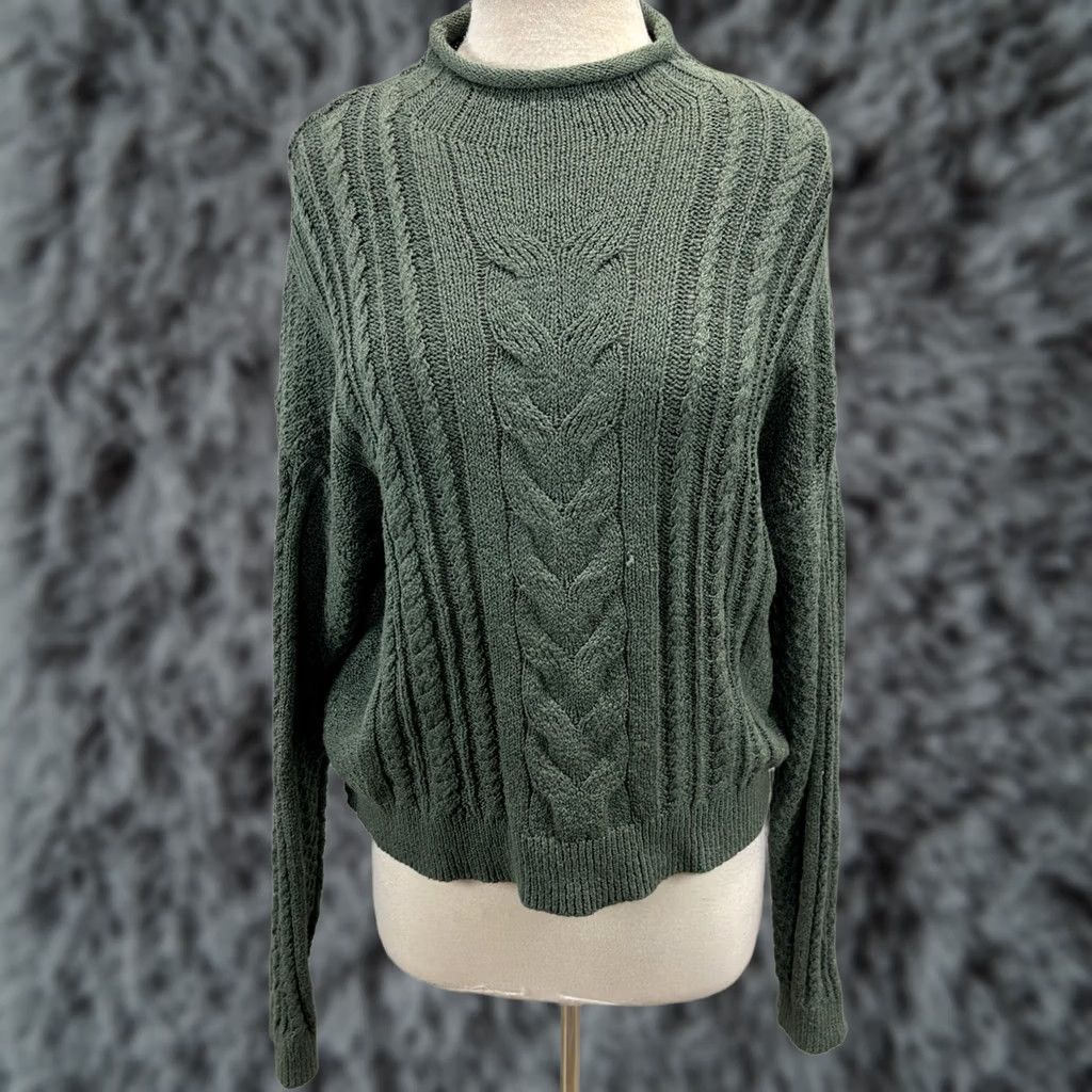 J.Crew J.CREW Cableknit Roll Neck Sweater Women’s L Green Fisherman Coastal Grandma Pullover Knit Shirt Mens Women Girls Boys Size L / US 10 / IT 46 - 1 Thumbnail