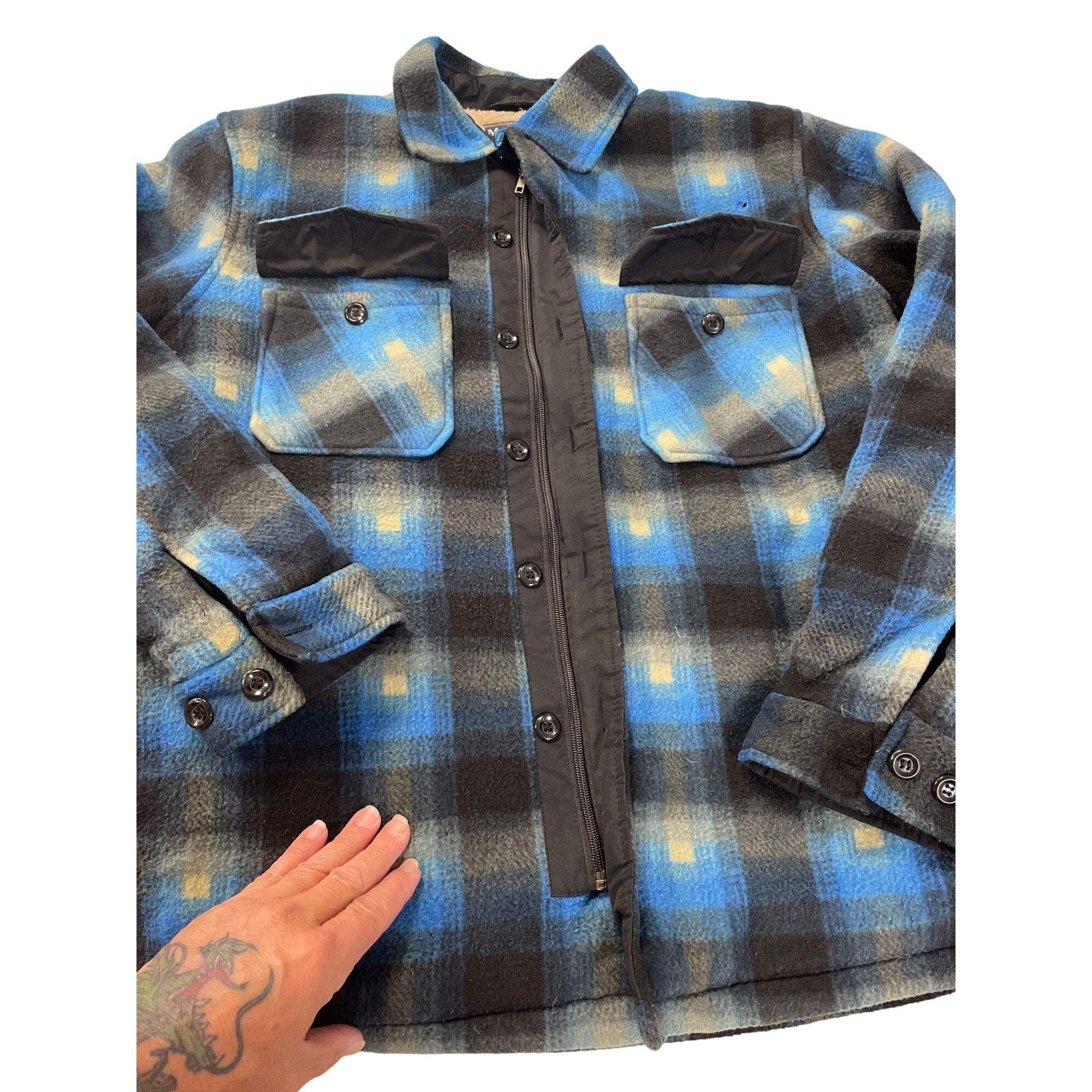 Other Maxxsel Mens Sherpa-Lined Buffalo Plaid Jacket Blue/Black XL Size US XL / EU 56 / 4 - 3 Thumbnail