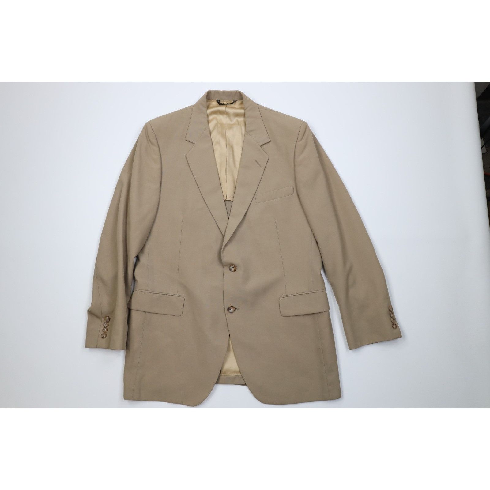 Vintage Vintage 70s Streetwear 2 Piece Wool Suit Wedding Beige Size 42L - 2 Thumbnail